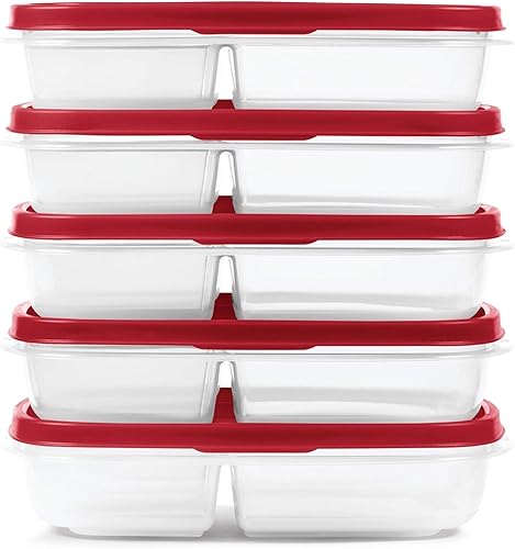 Vista 30 de Rubbermaid Easy Find tapas ventiladas sin BPA, contenedores de almacenamiento de alimentos, juego de 21 (42 piezas en total), rojo Racer, ideal