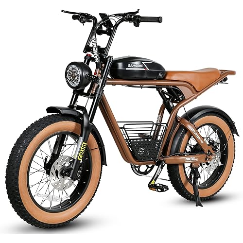 SAMEBIKE Electric Dirt Bike, 1200W Electric Bike 48V 18Ah Battery 20 Inch 4.0 Fat Tire Electric Bike for Adults, 30 MPH Full Suspension Hydraulic Brakes Color Display