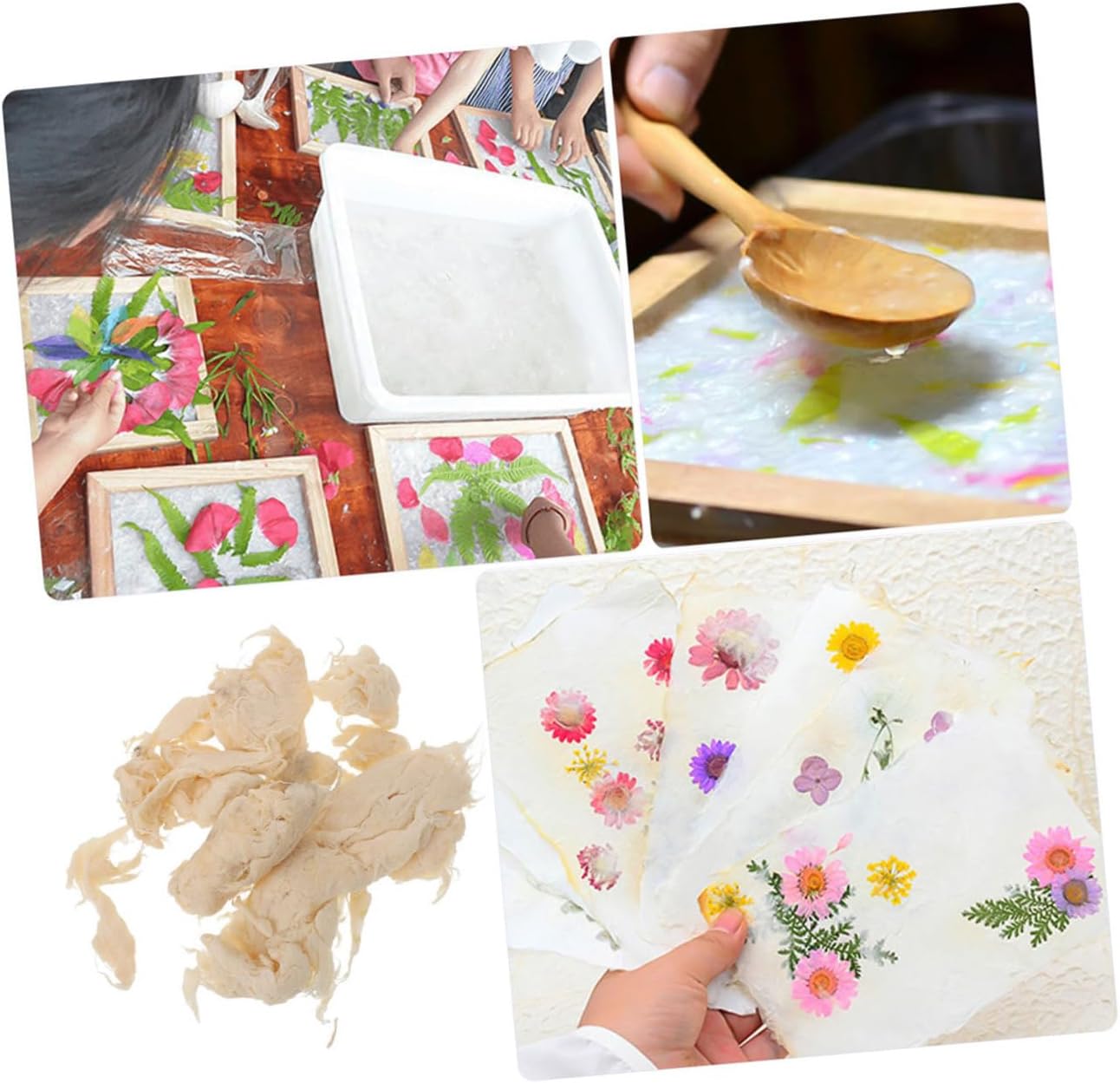 ULDIGI Handmade Paper Pulp for Boys and Girls DIY Crafts 2-Pack Natural Bark Pulp Textured Paper Making Material and Flower Crafts