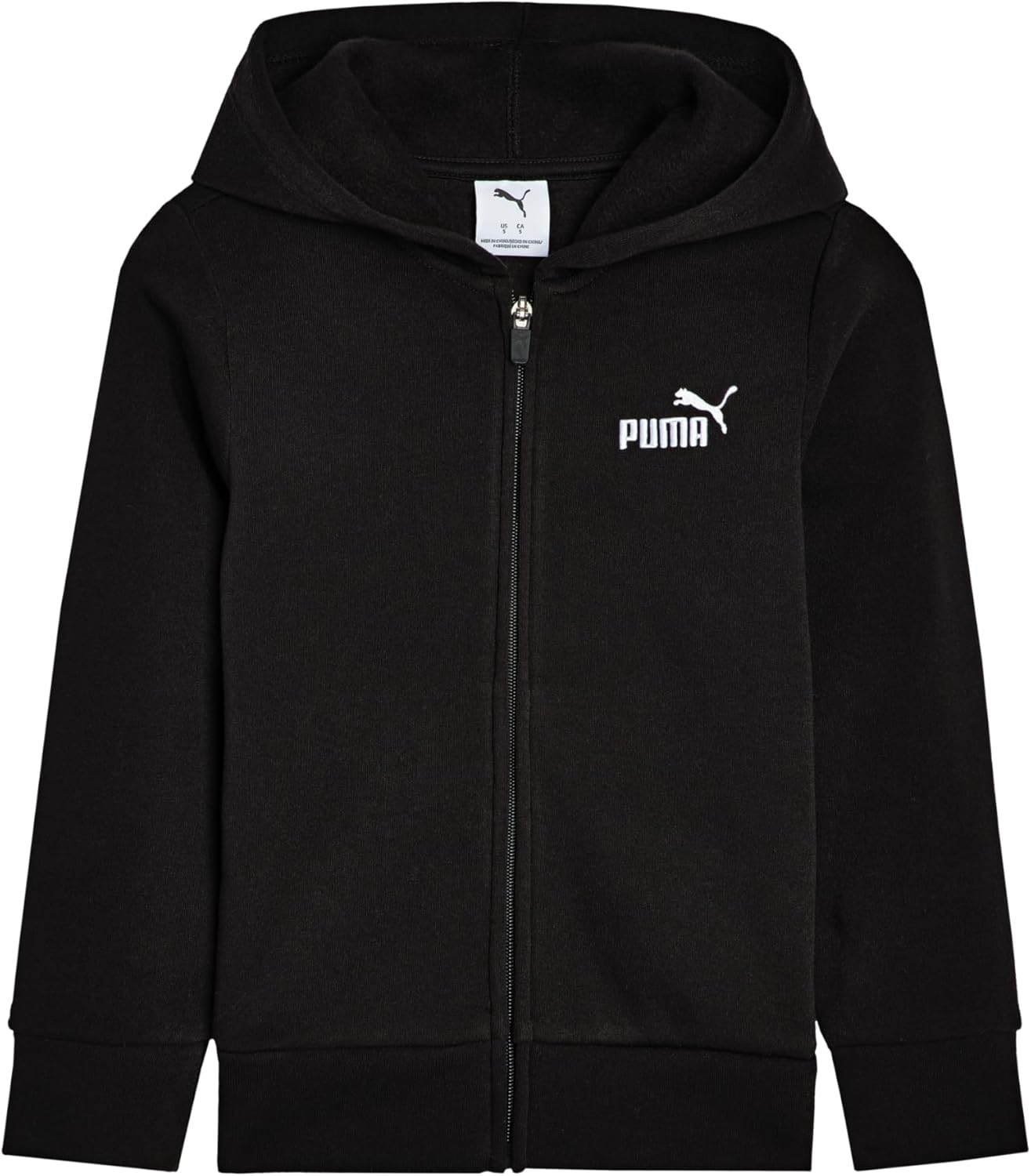 PUMA boys Essential Basics Logo Zip Up Hoodie, Fleece Sweatshirt, Front Pockets