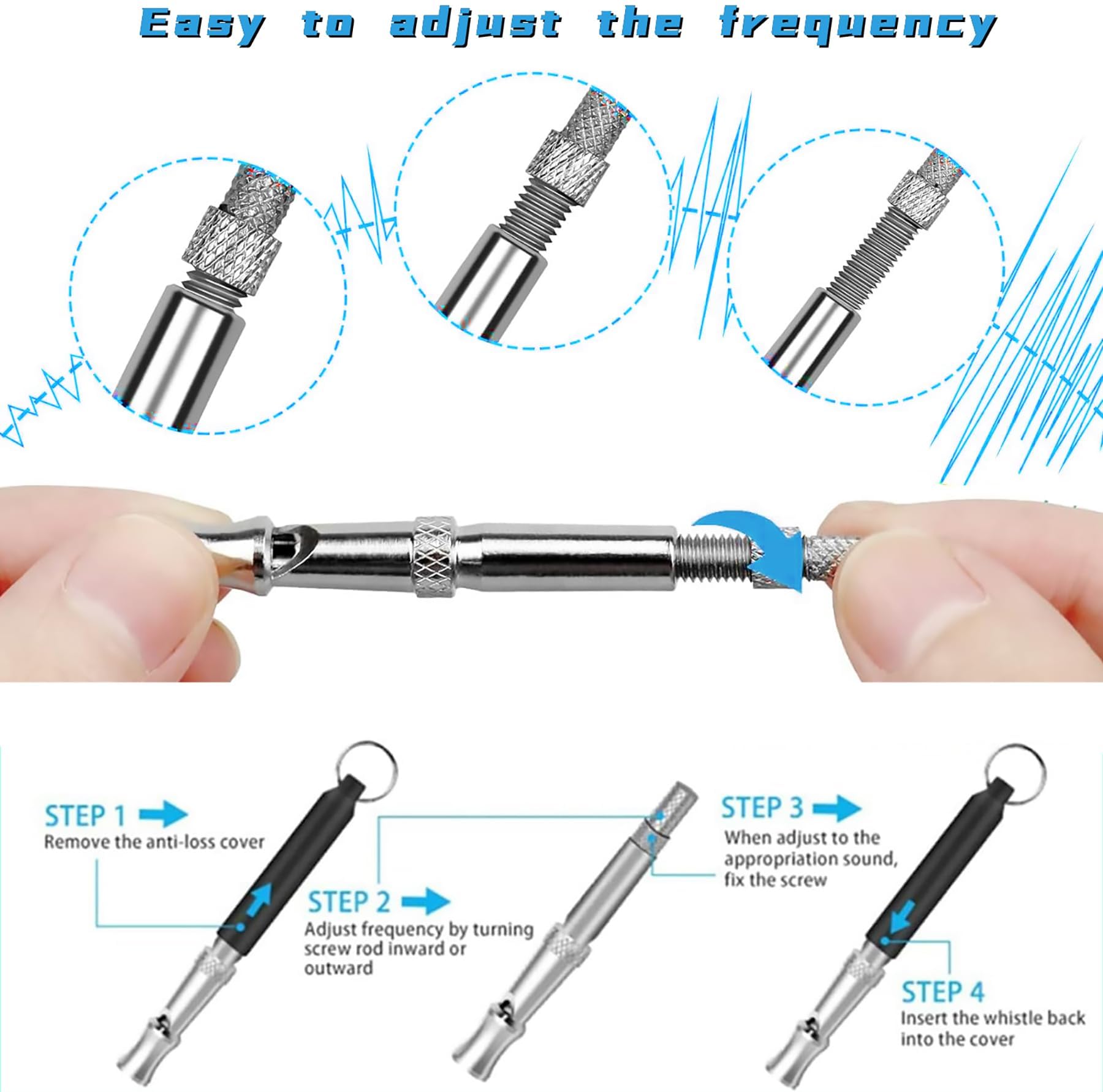 Dog Whistle,Adjustable Ultrasonic Silent Dog Whistle,Dog Whistle to Stop Barking Neighbors Dog,with Lanyard Professional Recall Dog Training Whistles,Dog Whistle to Make Dogs Come to You?B&W? (2)