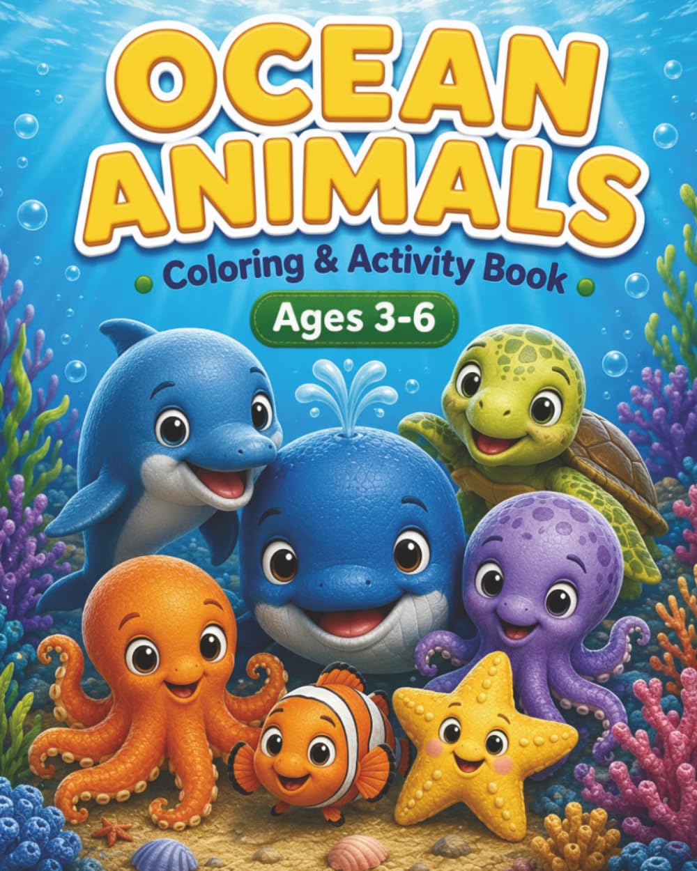 Ocean Animals Coloring & Activity Book for Kids Ages 3–6