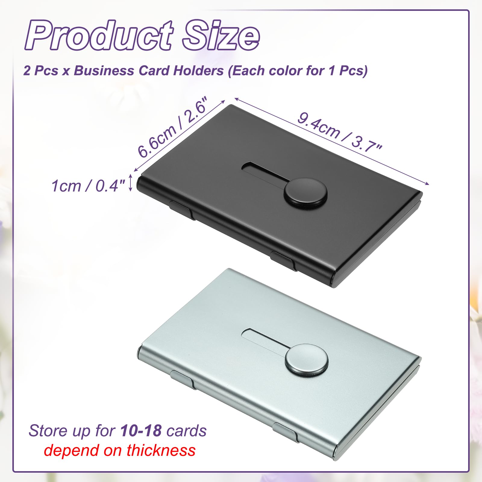 PATIKIL 2 Stück Visitenkartenhalter Mit Ausziehbarer Funktion Aus Aluminiumlegierung Tragbarer Business Card Holder Für Kreditkarten Ausweis Männer Frauen Grau Schwarz