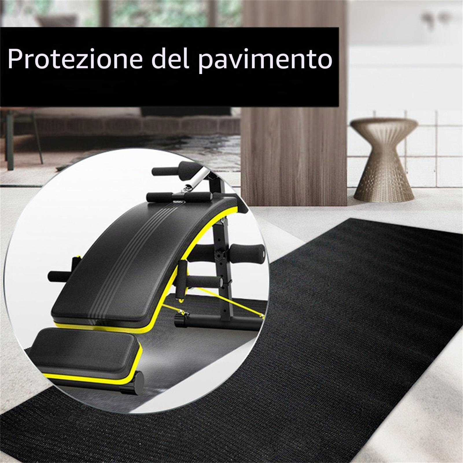 tappetino da trattamento, 120 x 60 cm, multiuso, antiscivolo, tappetino protettivo per pavimento resistente agli urti, per tapis roulant, cicli e altre attrezzature da palestra