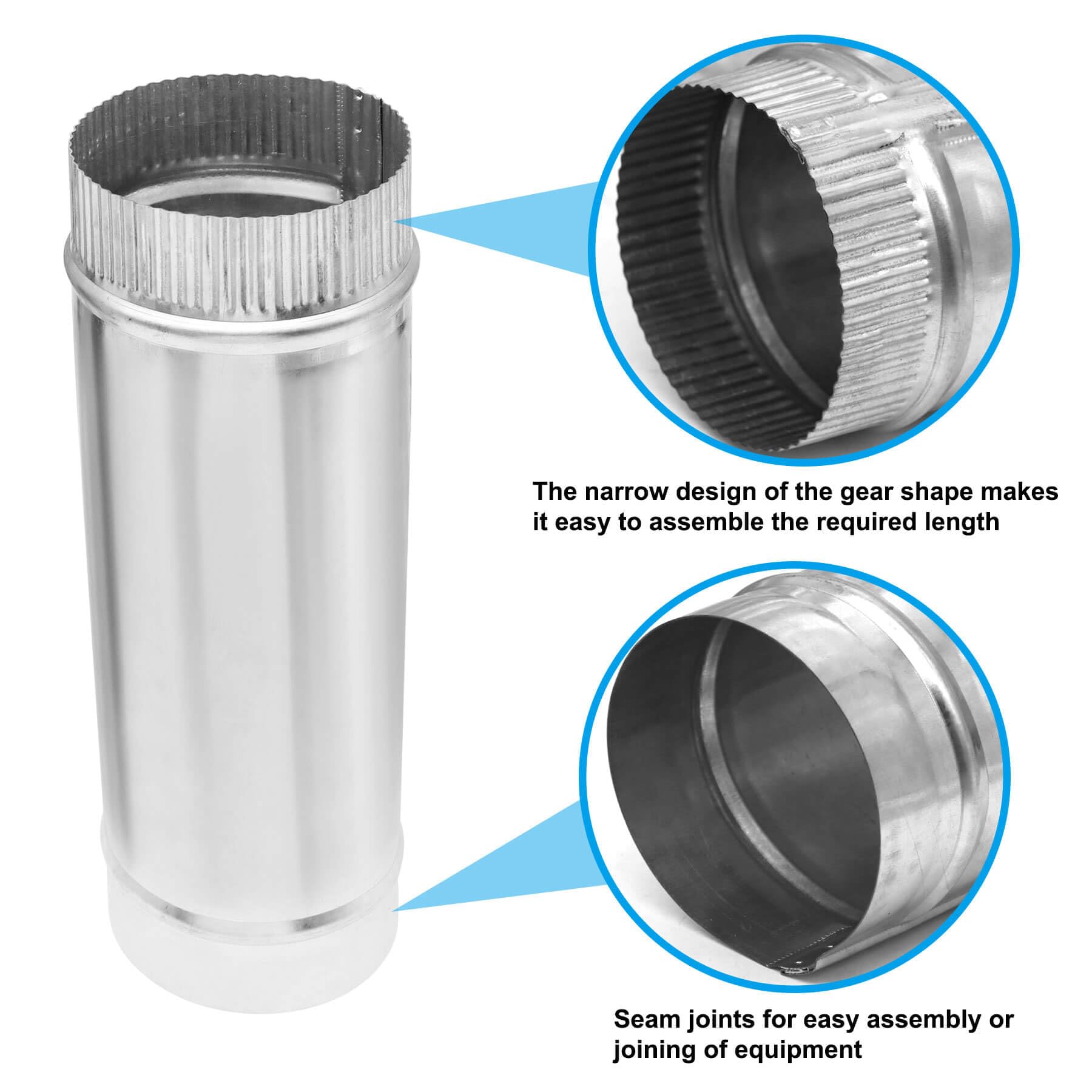 Snapklik.com : 4 Inch Round Dryer Exhaust Duct, Galvanized Bathroom Fan ...