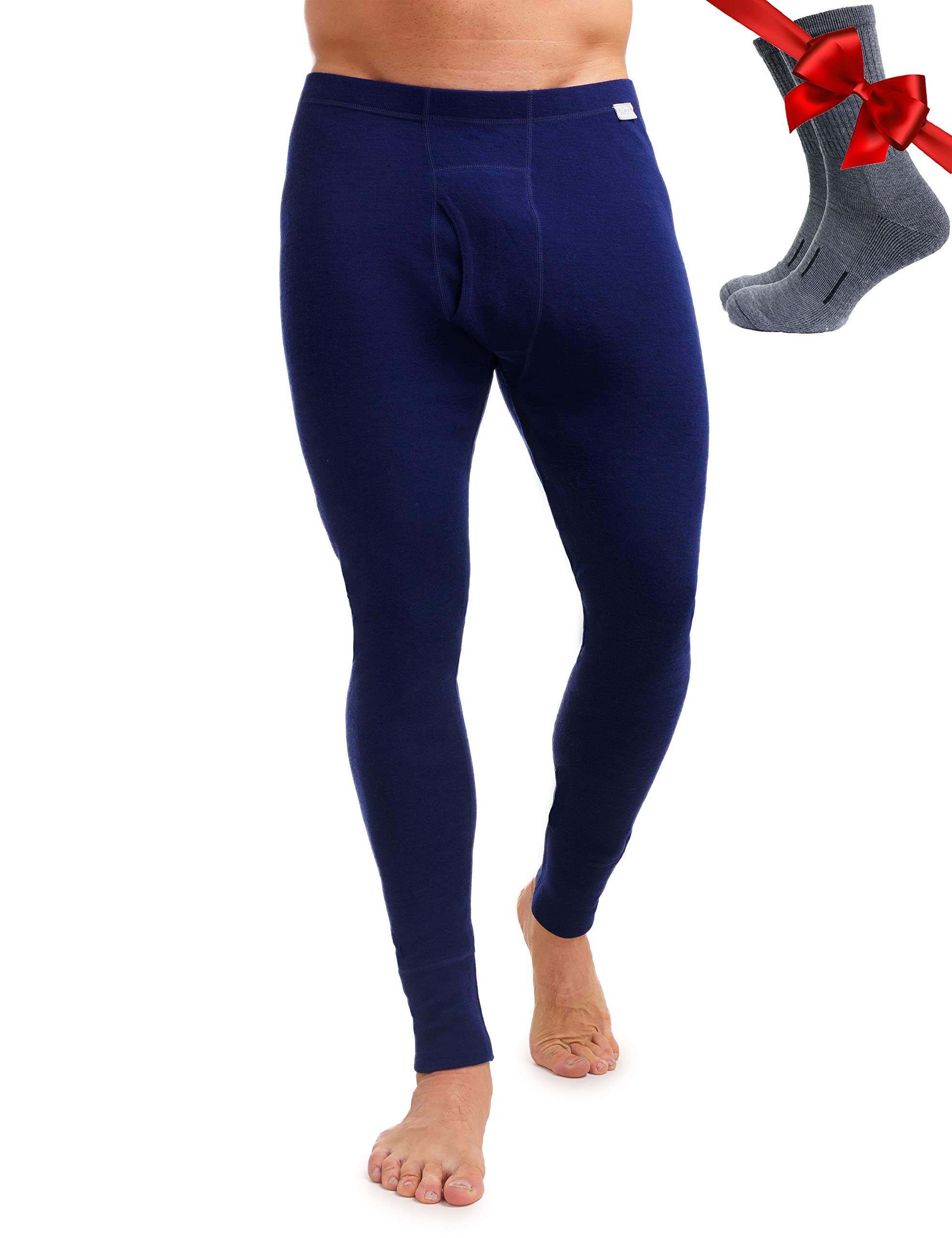 100% Merino Wool Base Layer Mens Pants - Thermal Underwear Long Johns