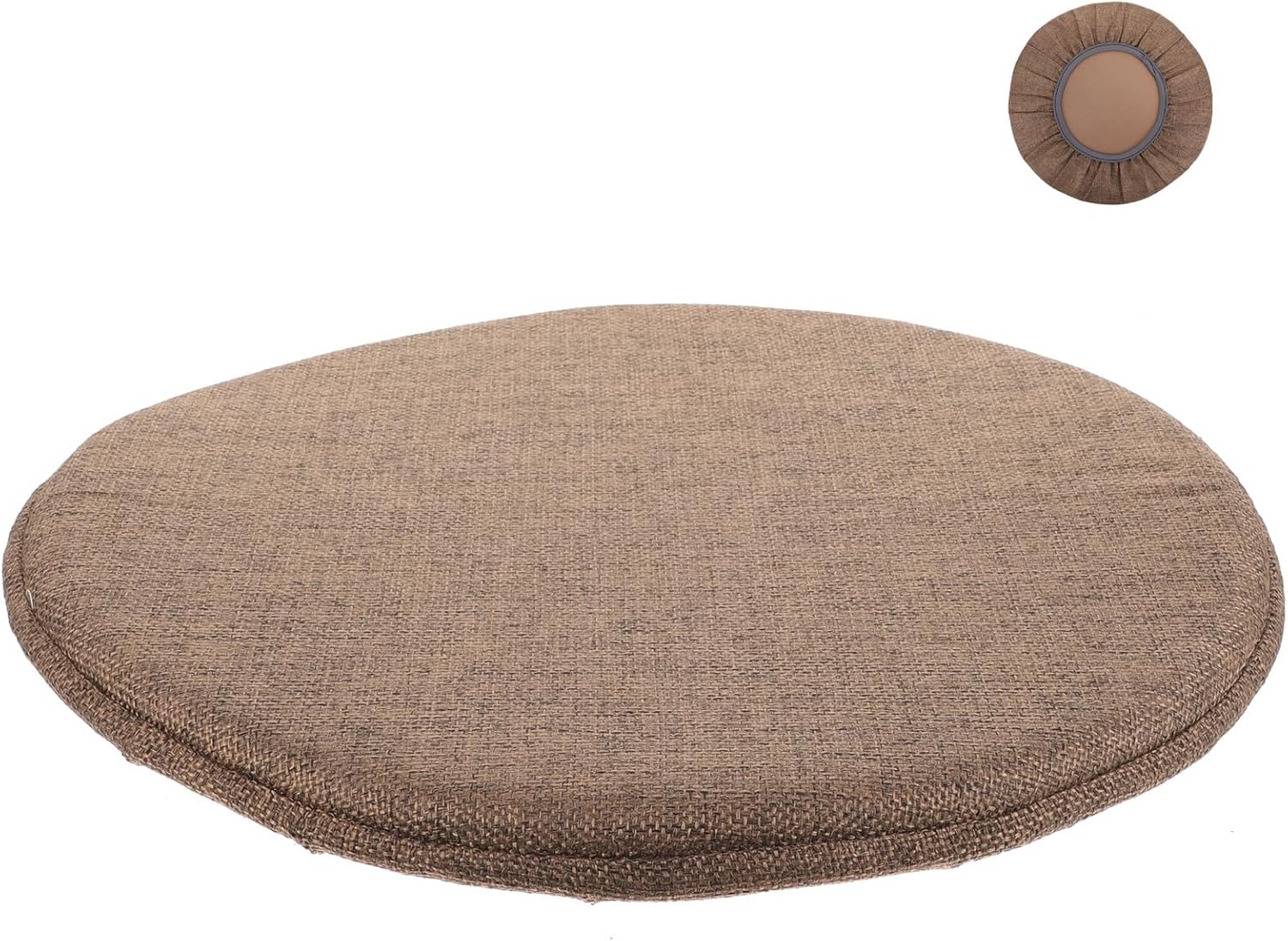 FOMIYES Padded Round Bar Stool Cushion Cover 35cm Diameter Thickened Caramel Brown Elastic Seat Protector with 2cm Cotton Padding for Kitchen and Bar Stools