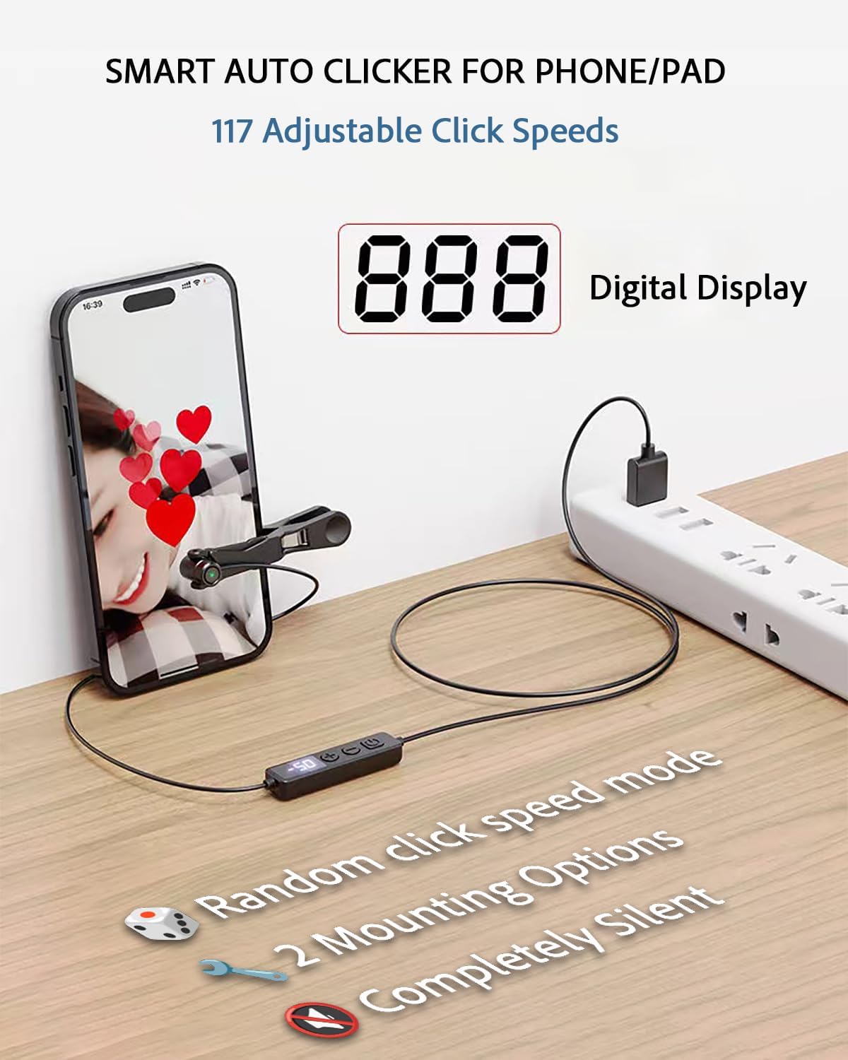 Smartphone Auto Clicker: 117 Adjustable Speeds | Fast Click | Random Speed Mode | Completely Silent | for TikTok Live Likes, Mobile Gaming, Lightning Deal, Reward Task