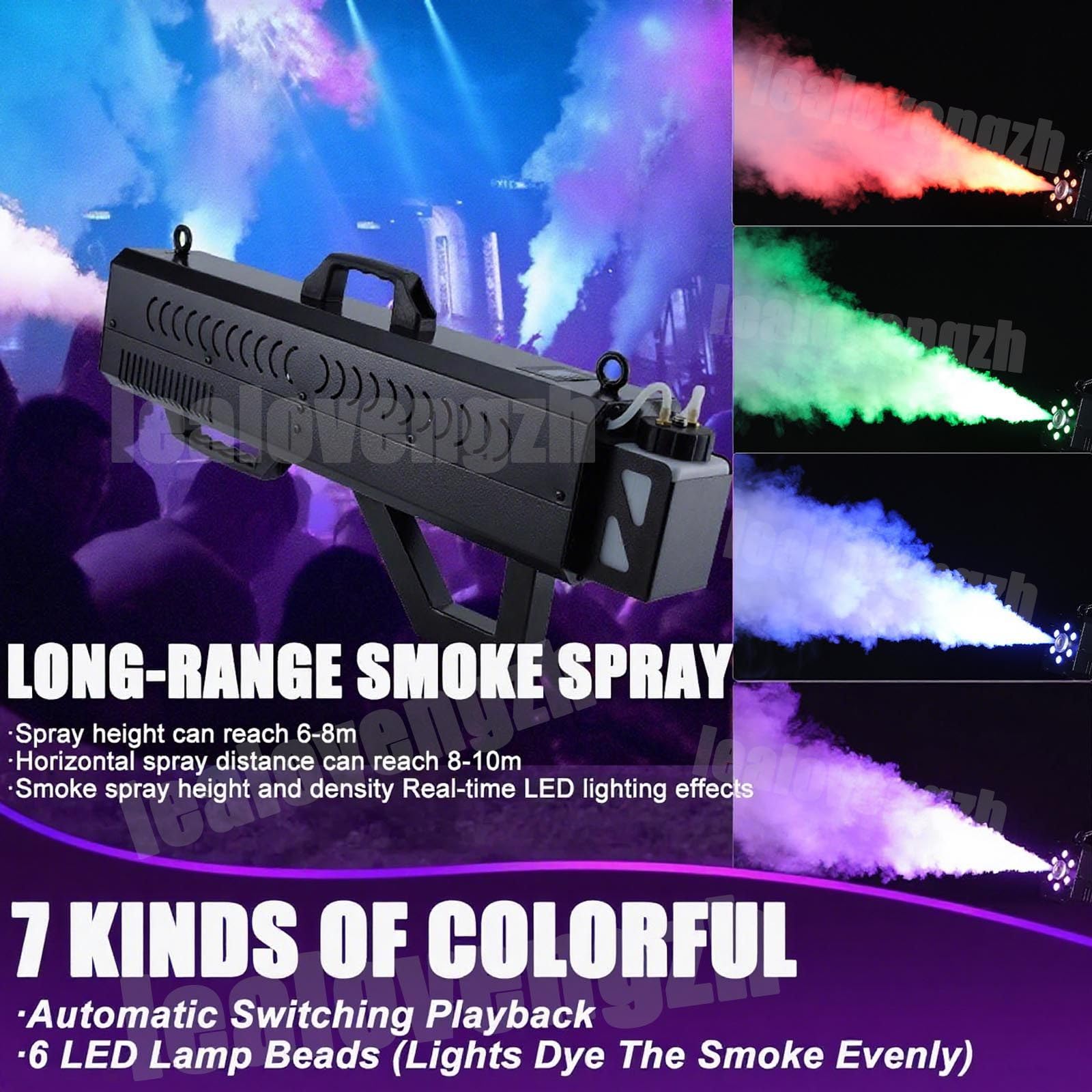 Pistola Fumogena per Feste,Macchina del Fumo da 1500 W con Luci A LED, Attrezzatura per Effetti Scenici per Palcoscenici da Dj, Feste, Matrimoni, Eventi Speciali, Festival Musicali Blue