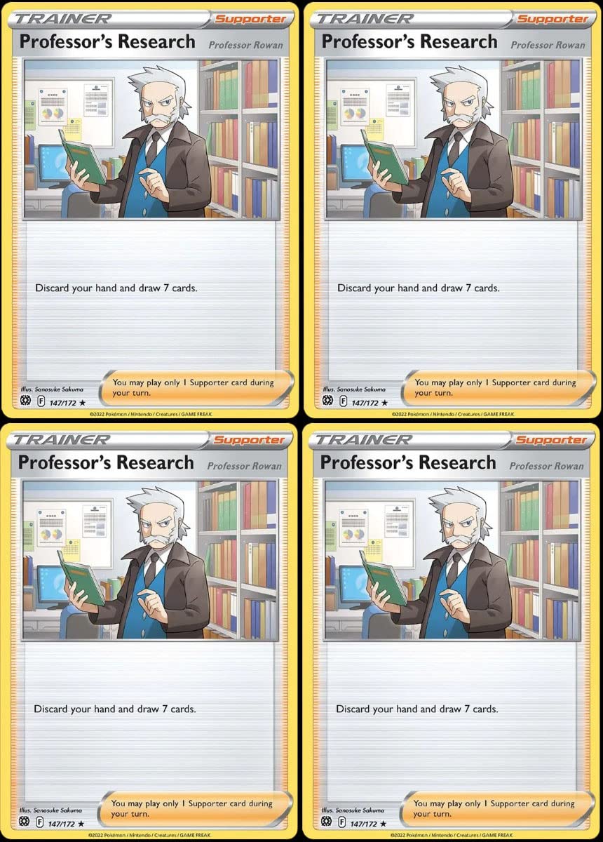 Professors Research Rowen 147 172 - Brilliant Stars - Pokemon Trainer Card Lot Playset x4