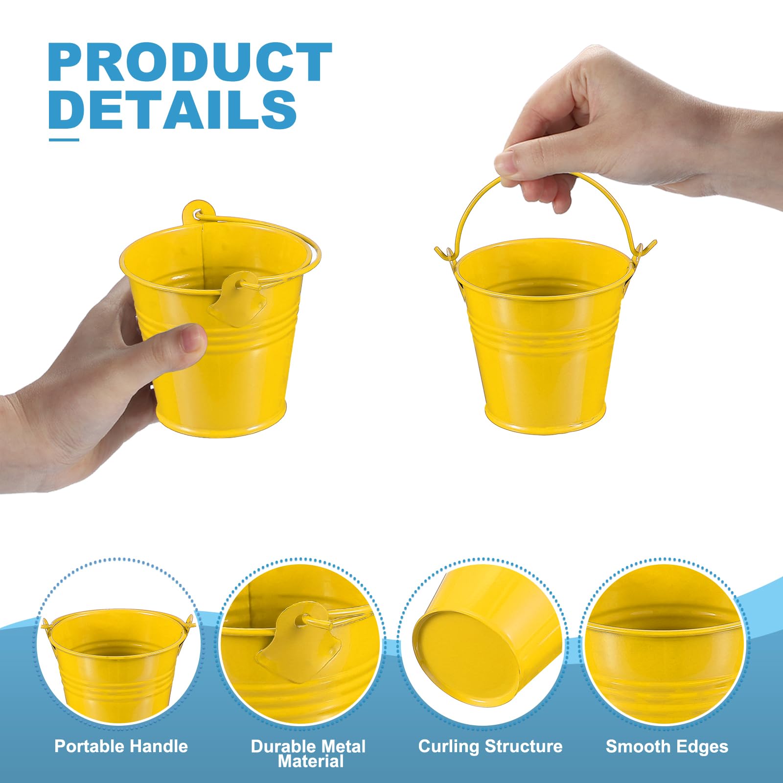 PATIKIL 2.7"x2.3" Small Metal Buckets with Handle - Image 3