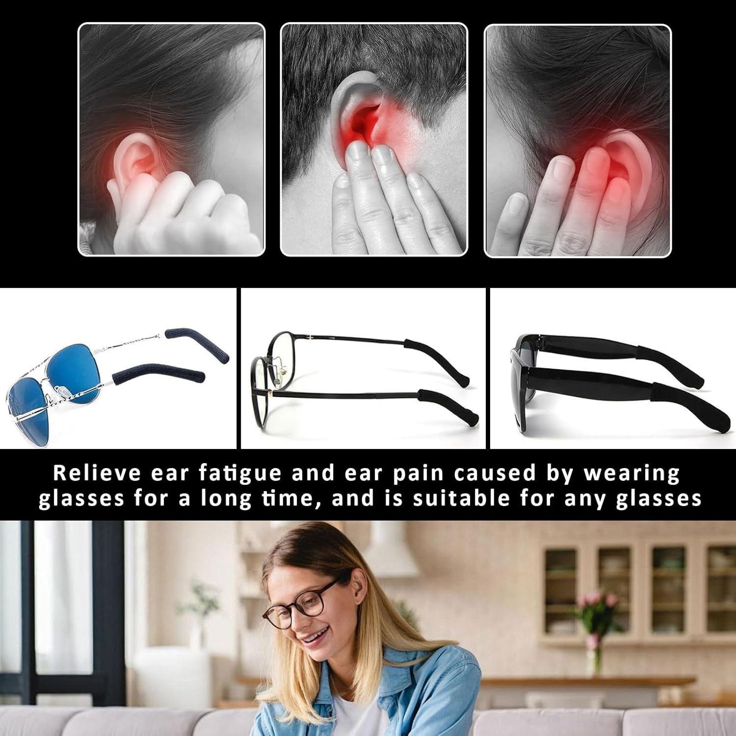 8 Pcs Glasses Ear Grip,Glasses Ear Cushion,Eye Glasses Ear Grippers,Eyeglass Ear Cushions,Glasses Ear Grips Non Slip,Anti Slip Glasses Grip,For Glasses Sunglasses Eyewear - Image 5