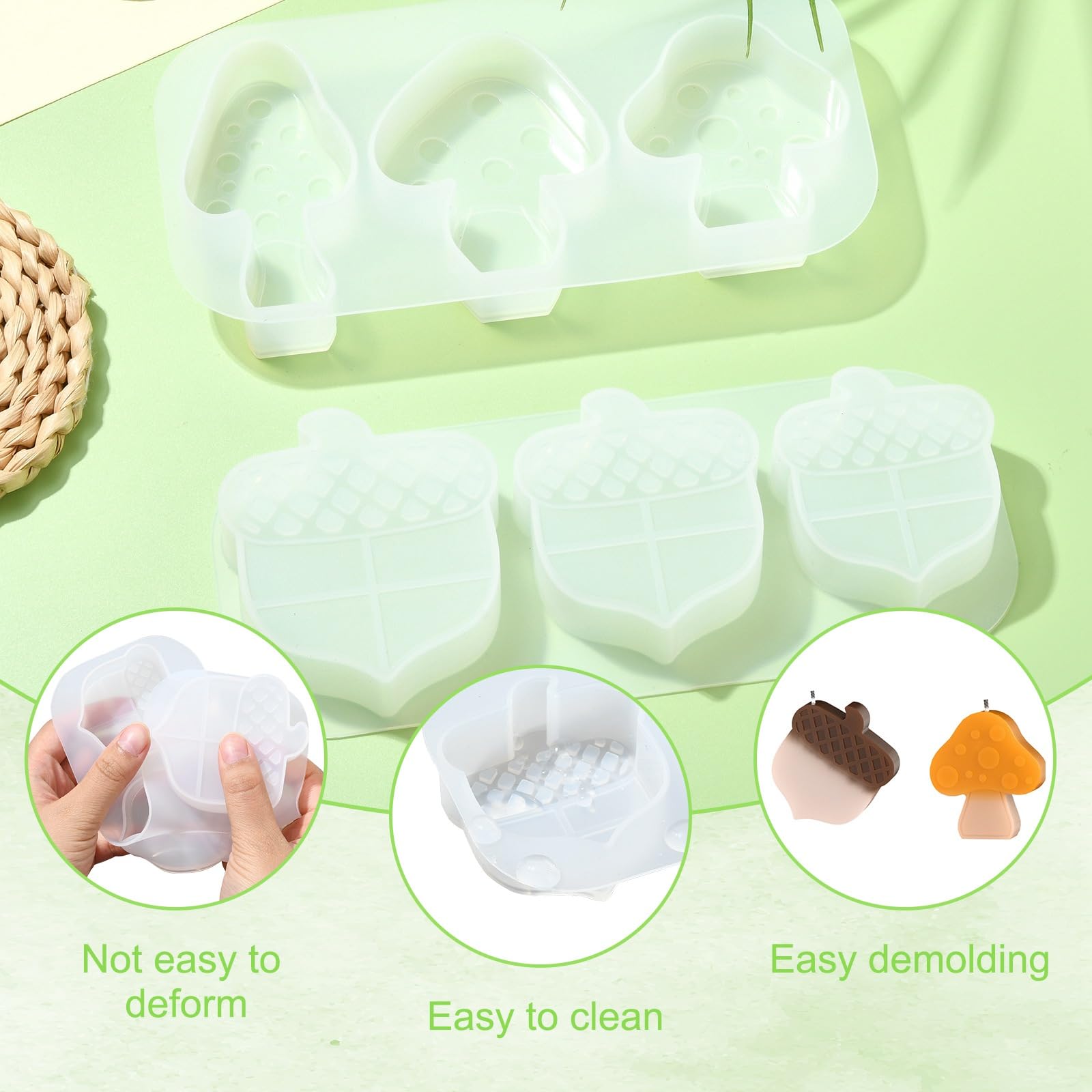 UR URLIFEHALL 2 Pcs Silicone Candle Moulds Mushroom Pinecone Shaped Epoxy Resin Moulds for Soap Candles Shop Home Party Crafts Decorative - Image 3