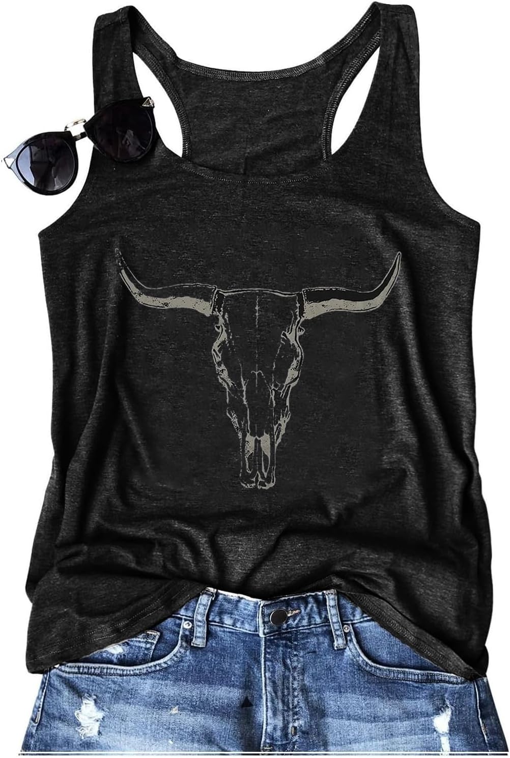 Womens Vintage Graphic Racerback Tank Tops Summer Beach Vacation Tank Cami Casual Loose Workout Yoga Tanks Vest - Image 2