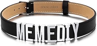 MeMeDIYPersonalized Black Choker Necklace Leather Choker for Women Teen Custom Name/Word Adjustable Choker Collar Gothic Choker Personalized Gifts
