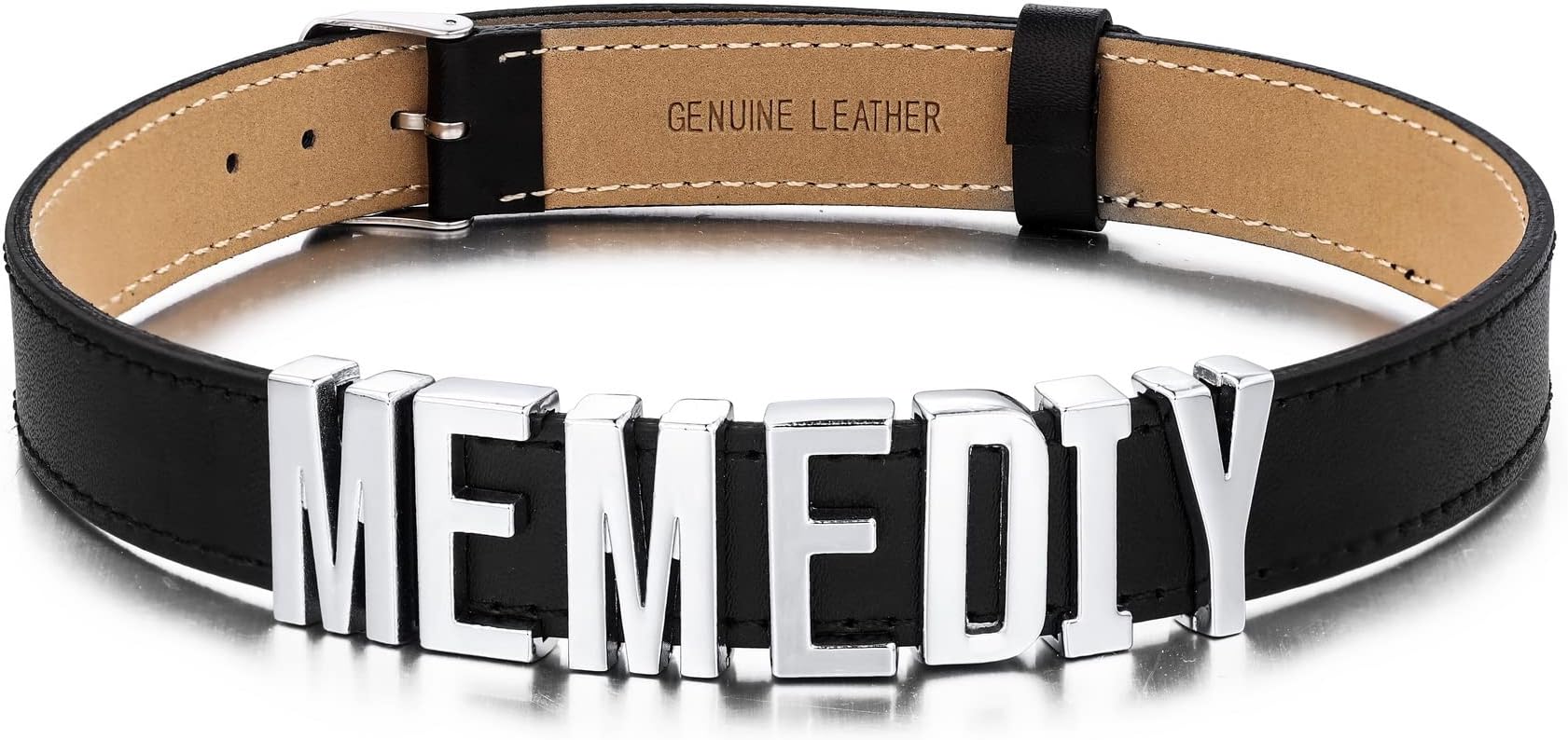 MeMeDIYPersonalized Black Choker Necklace Leather Choker for Women Teen Custom Name/Word Adjustable Choker Collar Gothic Choker Personalized Gifts