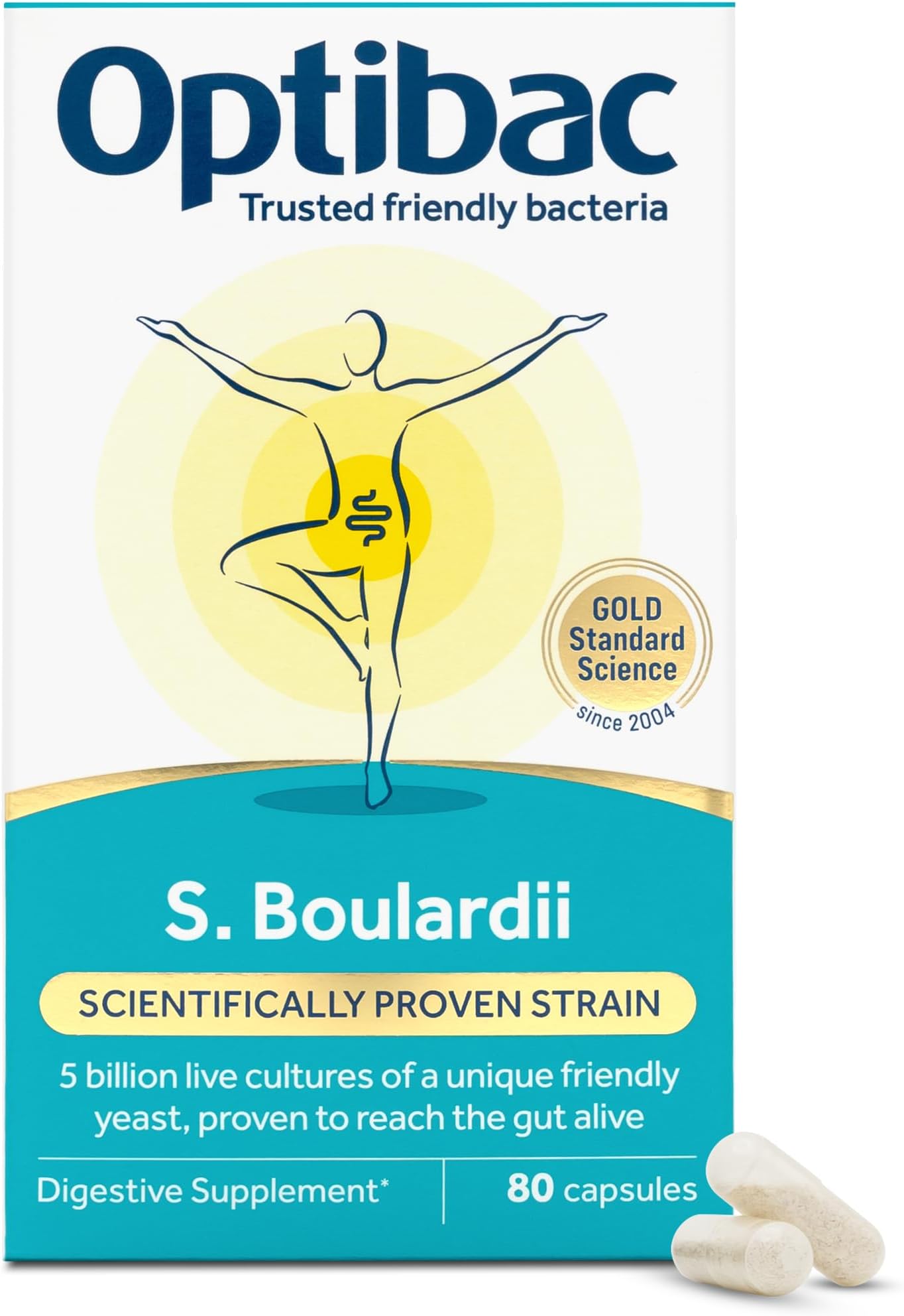 Saccharomyces Boulardii - Vegan Digestive Probiotic Supplement with 5 Billion Live Cultures - Most Trusted & Recommended Brand - 80 Capsules