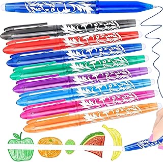 AIGLET 8 Erasable Pens Rub Out Pens - Eraser Pen Erasable Gel Pens with Rubbers on the End, Erasable Pen with Eraser Writing Pens for Kids Adults Paperwork School Work, Pens for School Office Supplies