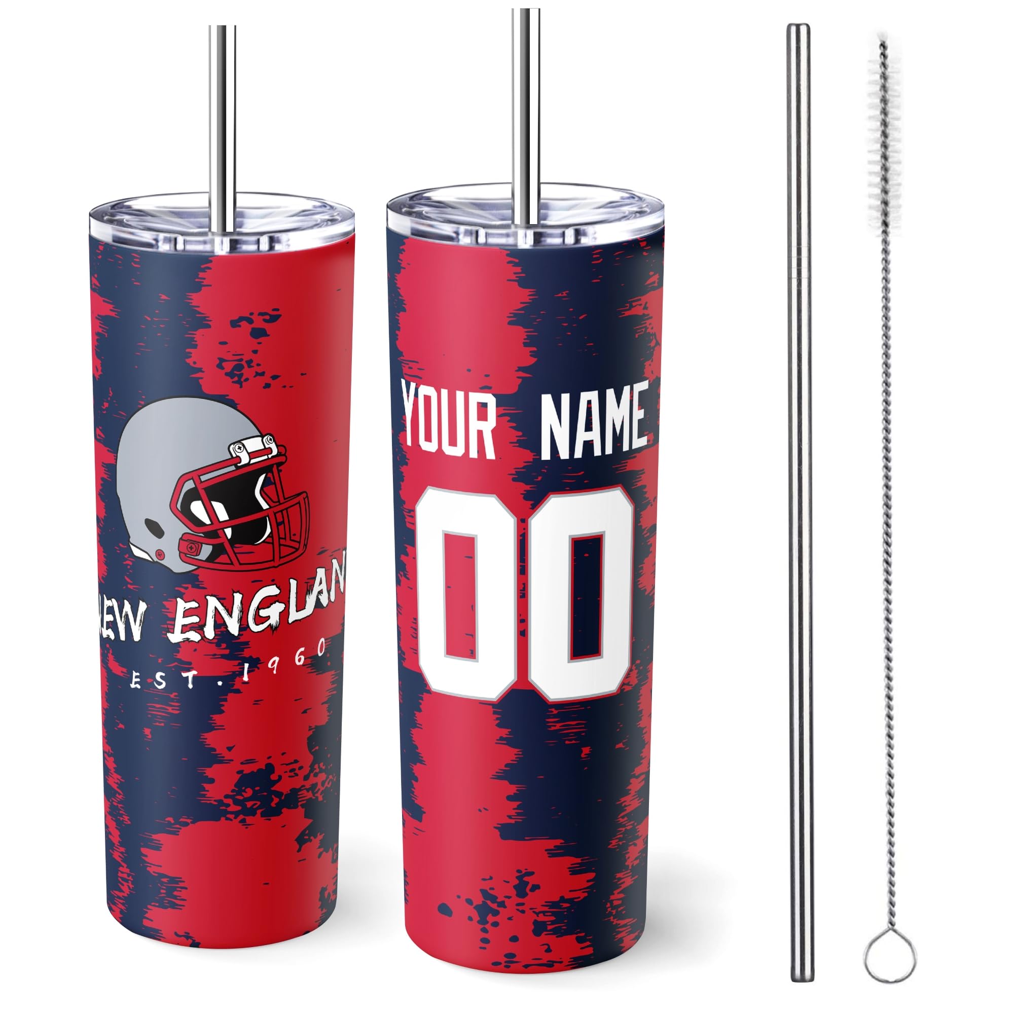 ANTKING New England Tumbler 20oz Travel Mug Custom Name Number Gift
