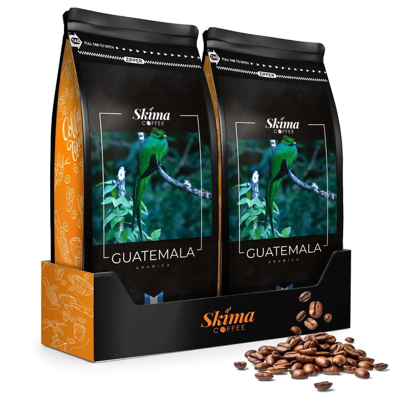 SkimaCoffee Café en grano 2 x 1 kg GUATEMALA 100% Arábica recién tostado
