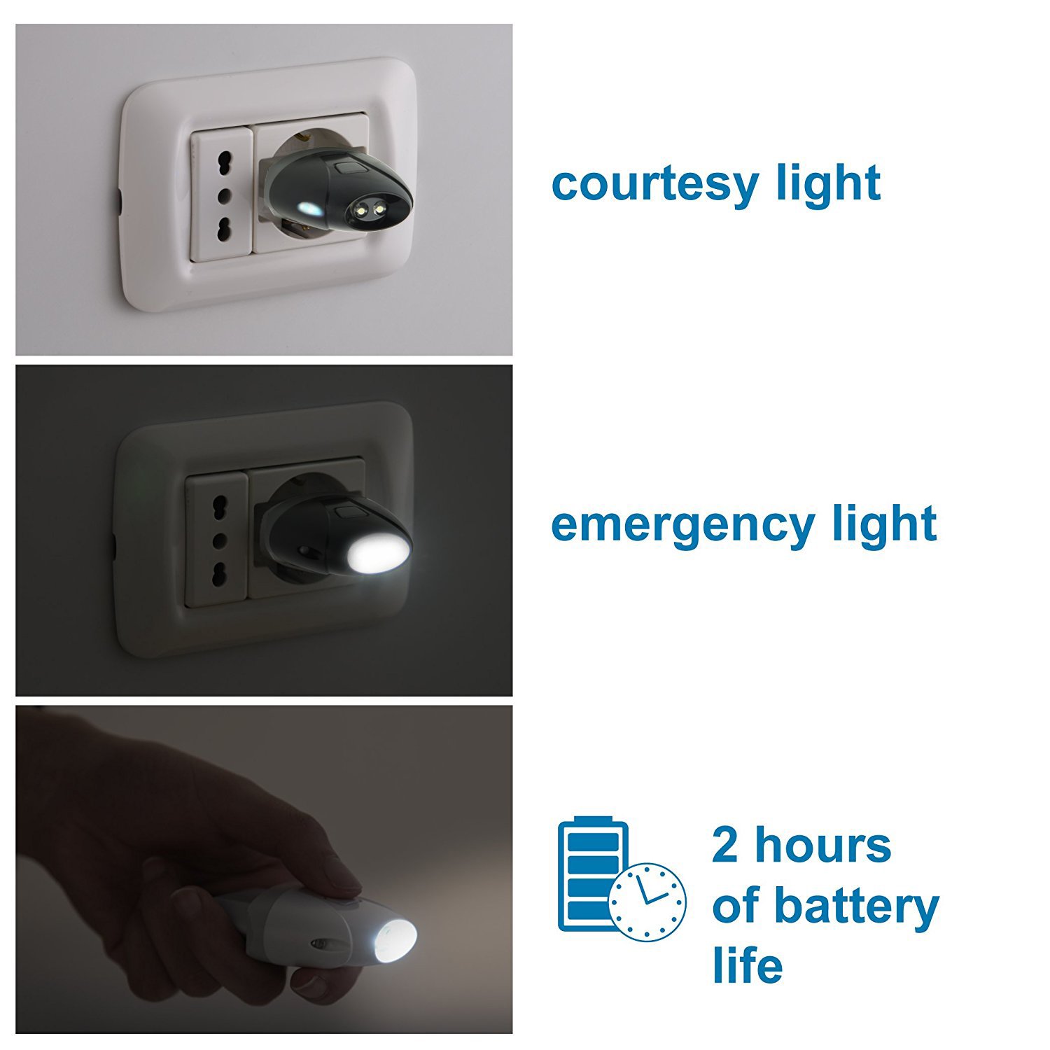 Electraline 58310 Torcia d'Emergenza Automatica con Funzione Luce di Cortesia, Nero