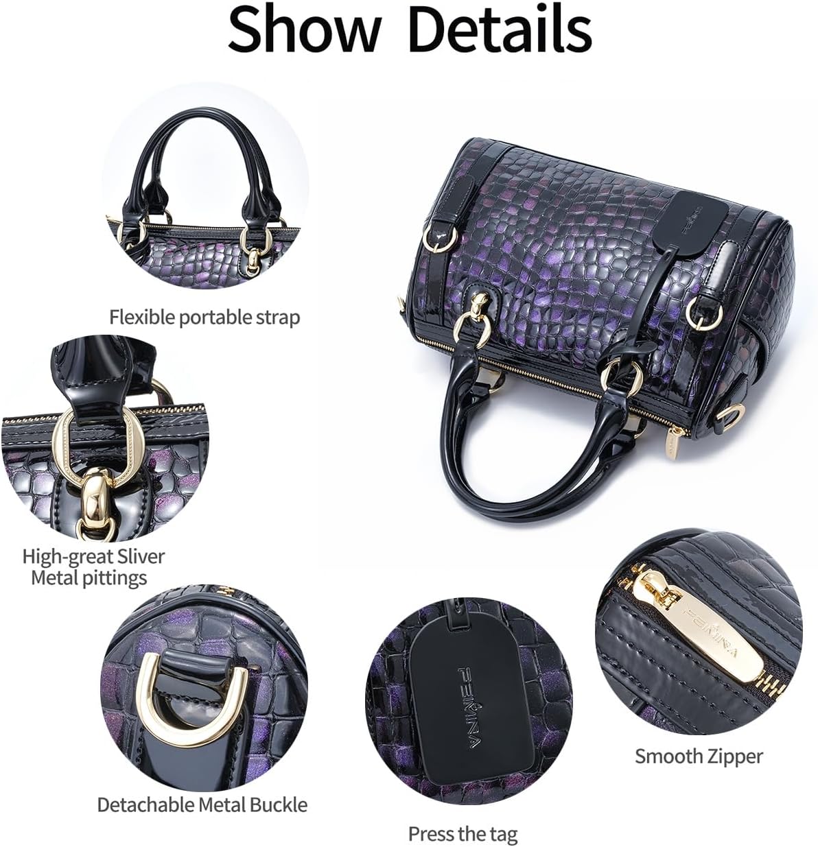 Women's Large Genuine Leather Shoulder Handbags, Luxury Tote Bag Premium Purse Crossbody Bags with Detachable Shoulder Strap - Image 5