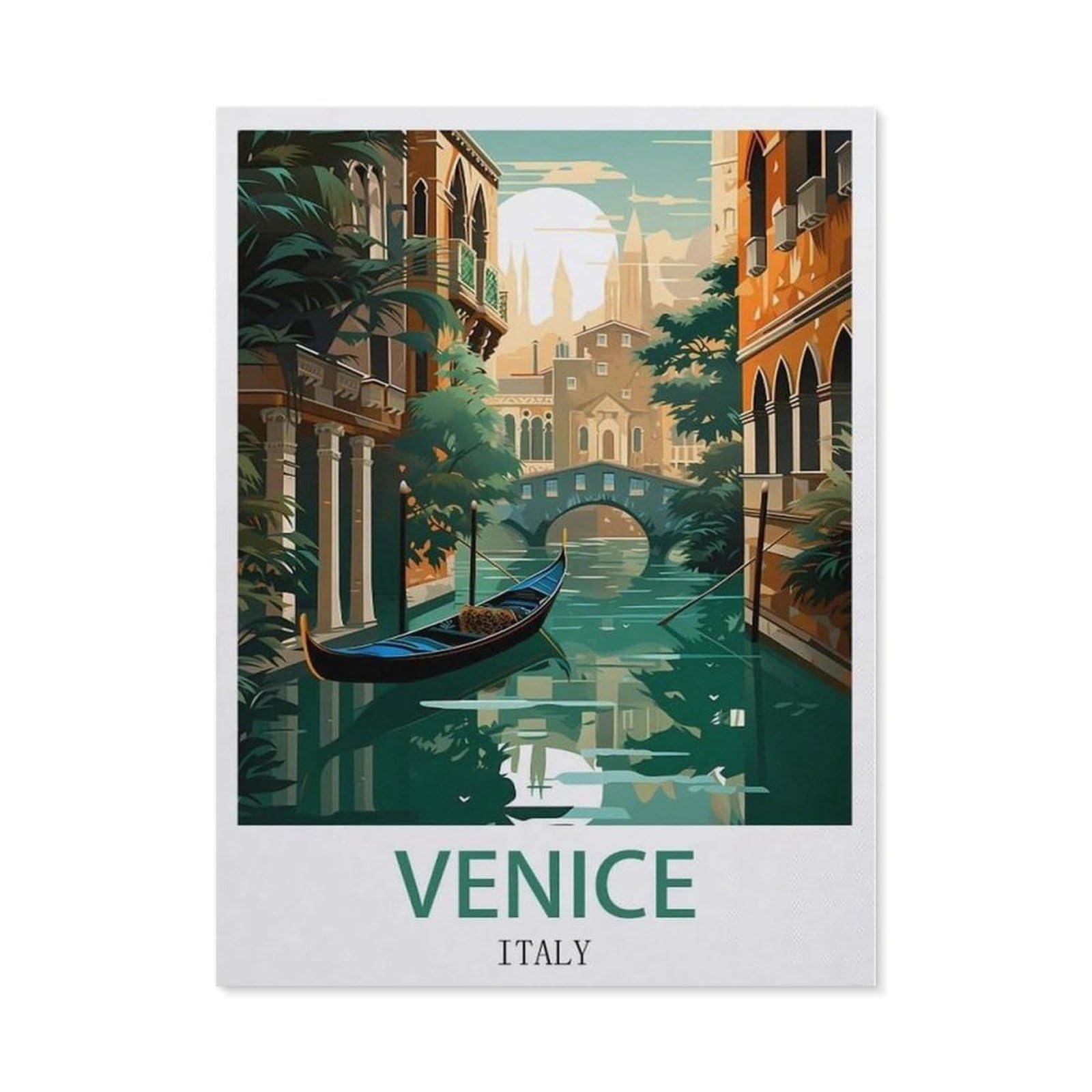 Beayodkp （40 X 50 Cm/15.74 X 19.68 Inches） 5D Diamond Painting Set For Adults And Children，Venice Italy Vintage Travel Poster，Diy Diamond Crystal Rhinestone Embroidery Painting-Cg32