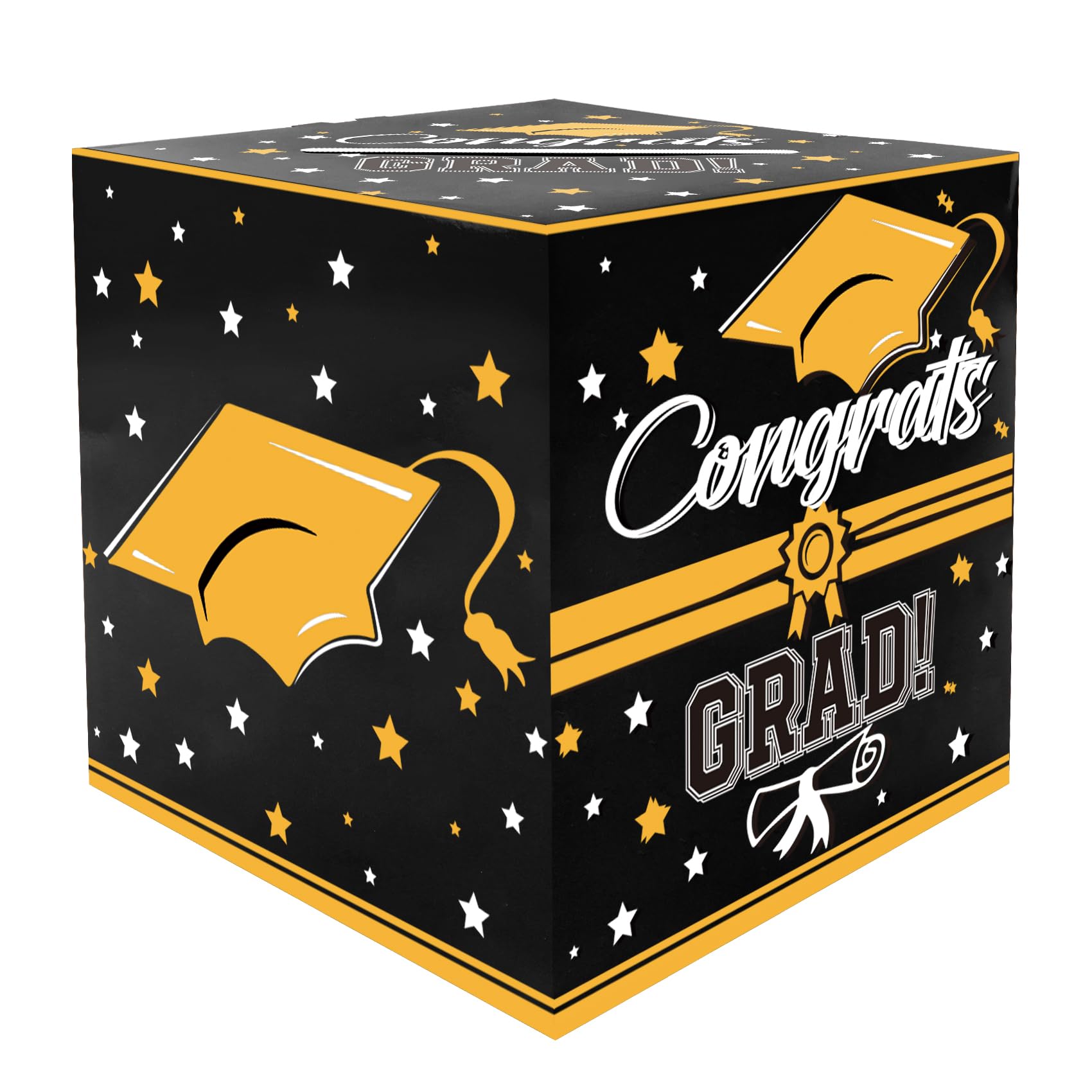 2025 Graduation Decorations, Black Gold Graduation Card Box, Graduation Party Table Decorations Class of 2025 Graduation Gifts Money Box for Cash Gift Graduation Accessories Grad Party Favors Supplies