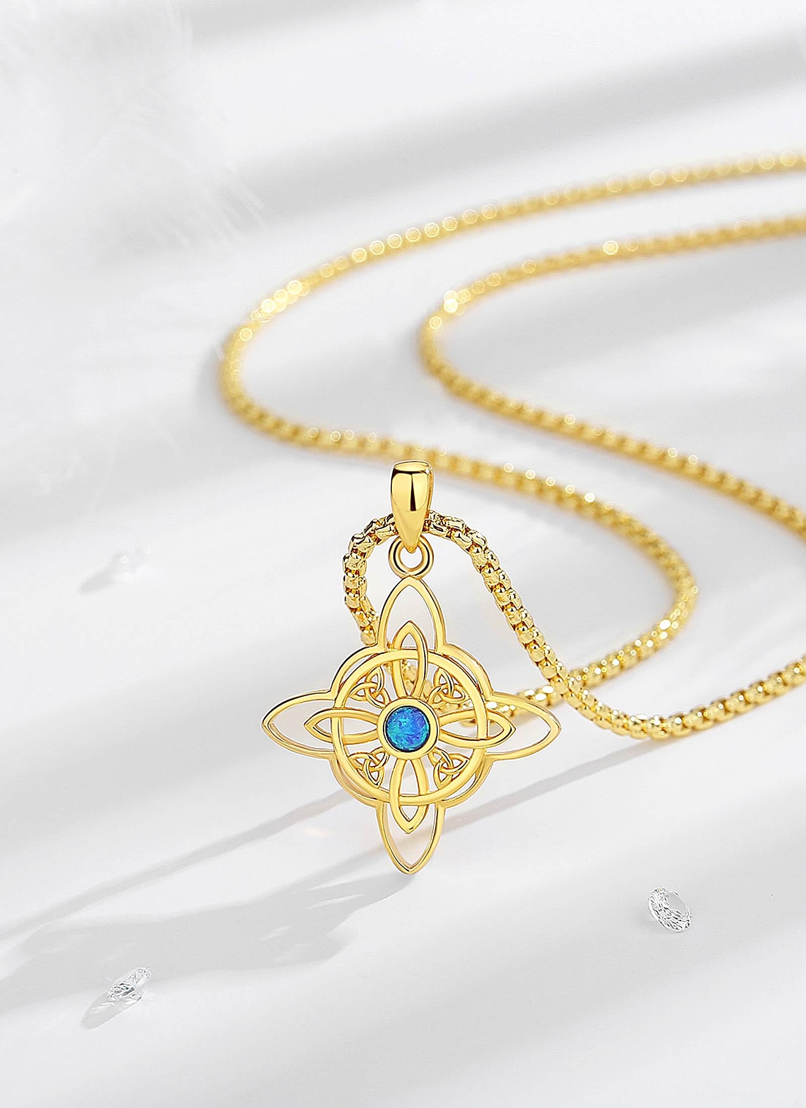 CELESTIA Nudo de Brujas, Collar Proteccion Colgante Nudo de Bruja Amuleto Plata de ley 925 Joyeria Brujeria Buena Suerte Regalo para Mujer