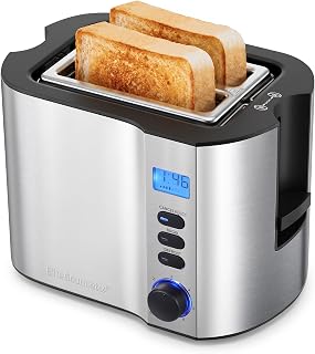 Elite Gourmet 2-Slice Toaster, Extra-Wide Slot, 6 Settings, Warming Rack