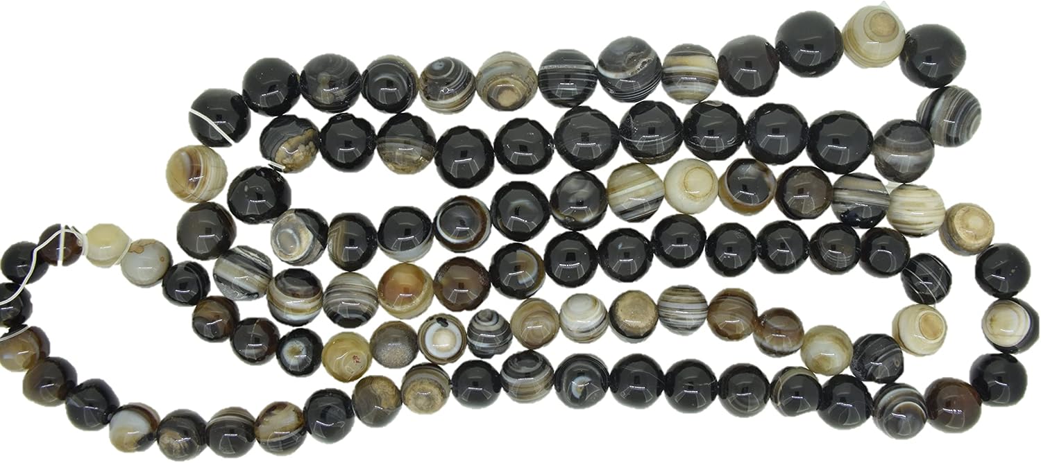 Black Agate Plain Round Shape Graduation Gemstone Beads for Jewelry Making, Jewelry Supplies, Black Agate Beads 11-18mm Size, 1 Strand Each of 46"-56" Length (108 Beads)