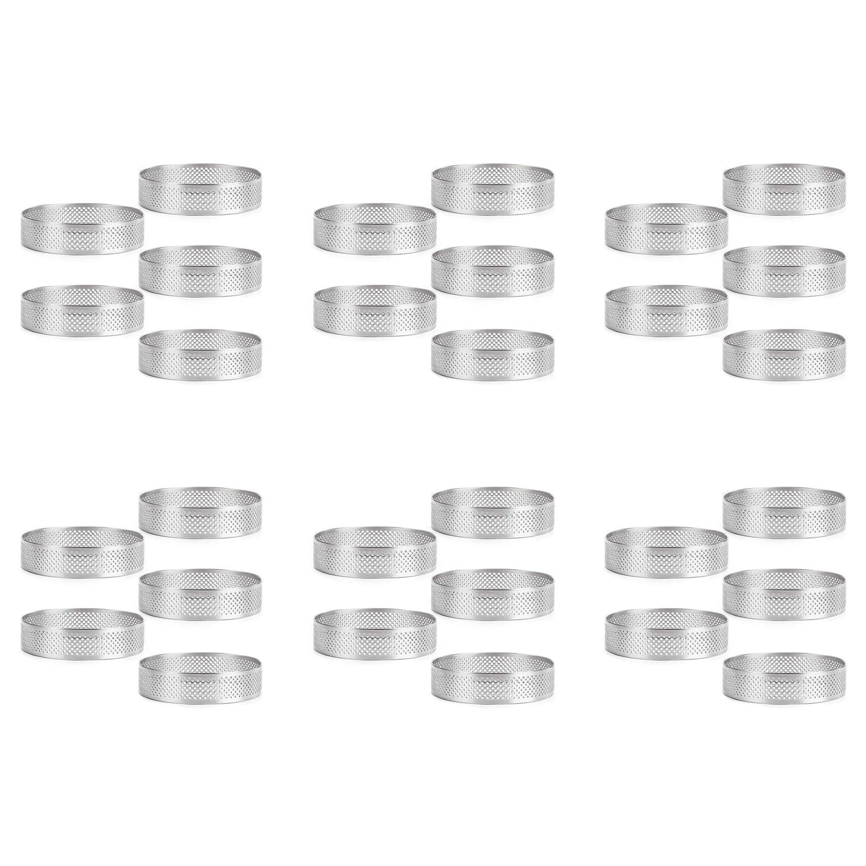Hndhbfgrt Stainless Steel Perforated Tart Ring, 30Pcs 5cm Perforated Cake Mousse Ring,DIY Round Tart Rings for Baking Dessert Ring