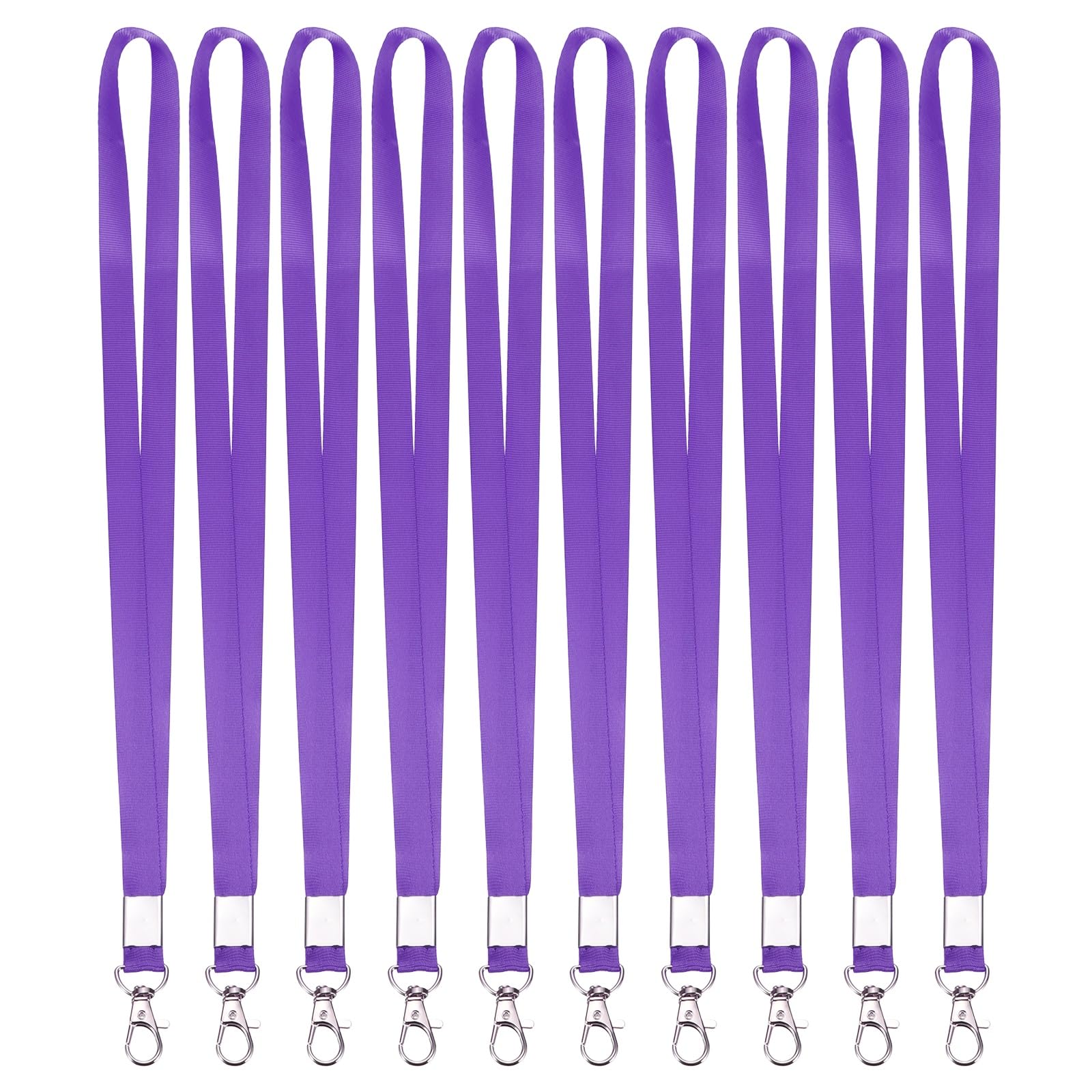 PATIKIL 10Pcs Lanyards Bulk, 43cm Badge Lanyard Neck Polyester with Lobster Clasp for ID Badge Keys Worker Name Tag Wallet Cruise Phone Events Office, Purple