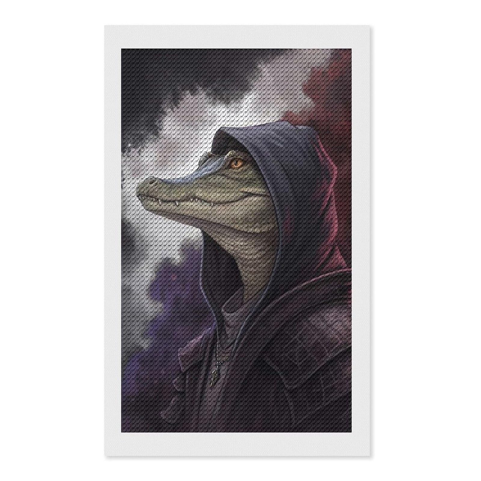 Junmoney Mysterious Alligator Wizard Diamond Painting Set 12"x20", Stress Relief Craft, Easy to Enjoy, Vintage Style Decor, Festive Craft Gift