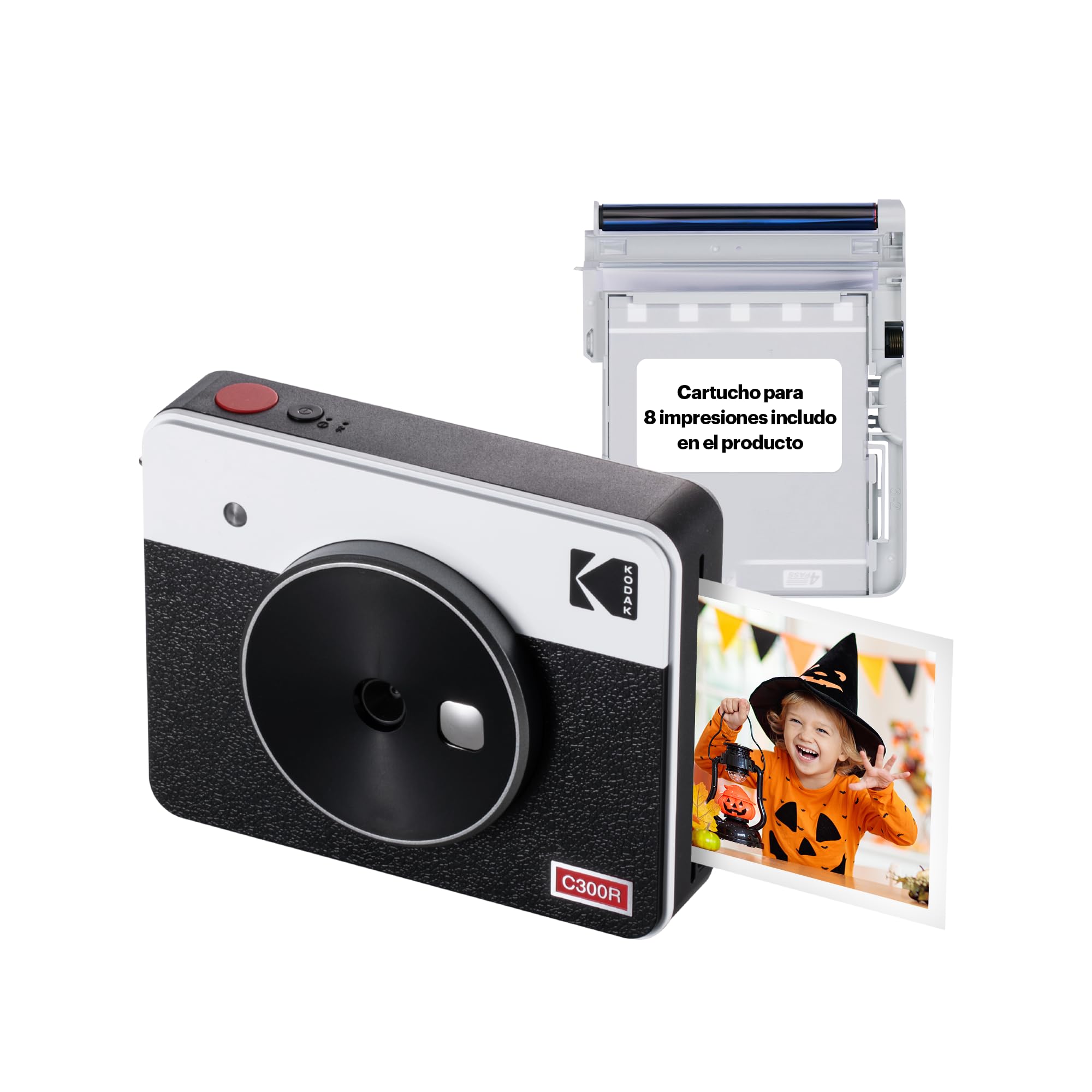 KODAK Mini Shot 3 Retro 4PASS 2-in-1 Instant Camera and Photo Printer (3x3 inches), White