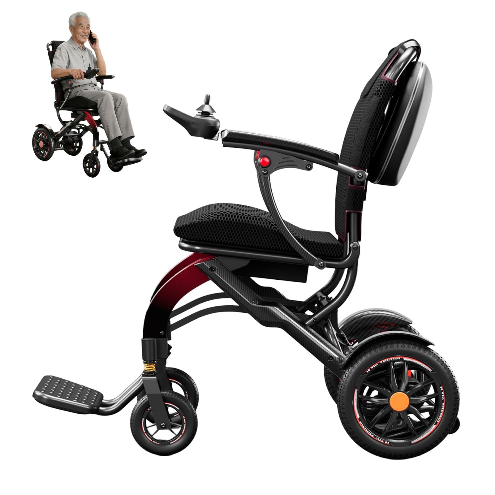 Carrozzine Elettriche Pieghevoli, Carrozzine Elettriche Per Adulti, Scooter Elettrici Per La Mobilità Degli Anziani — Doppio Motore, Chiusura Intelligente