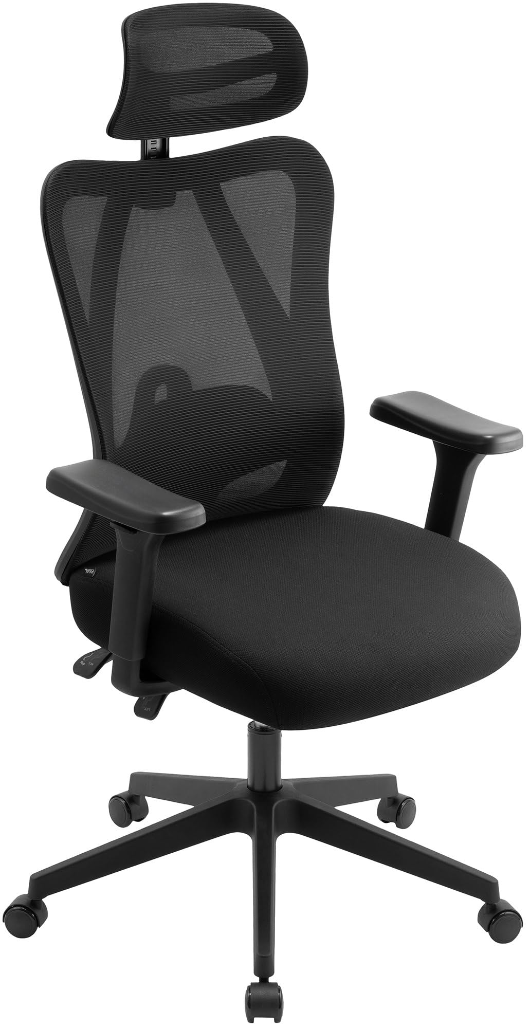 CLP Silla de Oficina Elisha I Silla de Escritorio ergonómica, Regulable en Altura I Silla giratoria con Apoyo Lumbar, Color:Negro
