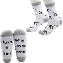 CMNIM Wrestling Gifts for Girls - 2 Pairs Novelty Socks for Wrestler Lovers - Just a Girl Who Loves Wrestling