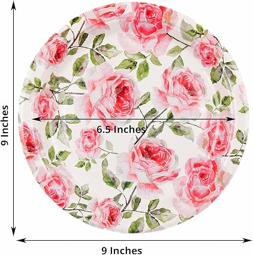 Miniatura 3 de Efavormart - Paquete de 25 platos de papel prémium con diseño de ramo floral de 9 pulgadas, 300 GSM para recepciones de boda, banquetes, eventos con