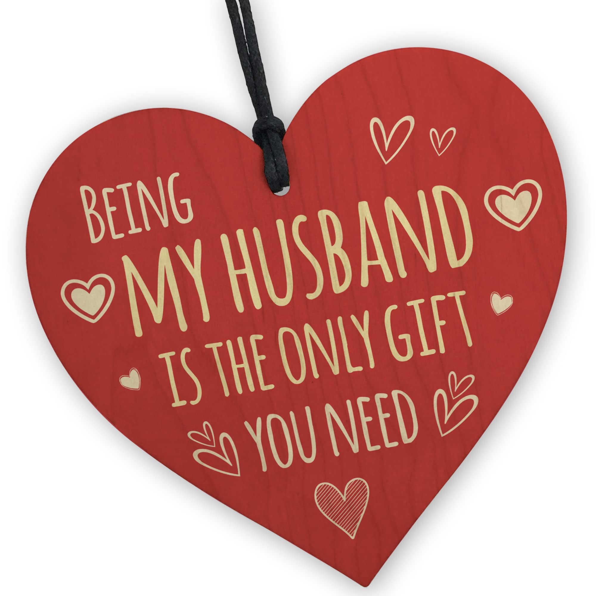 Red Ocean Funny Husband Gifts from Wife Husband Birthday Valentines Anniversary Present Idea Wood Heart Plaque