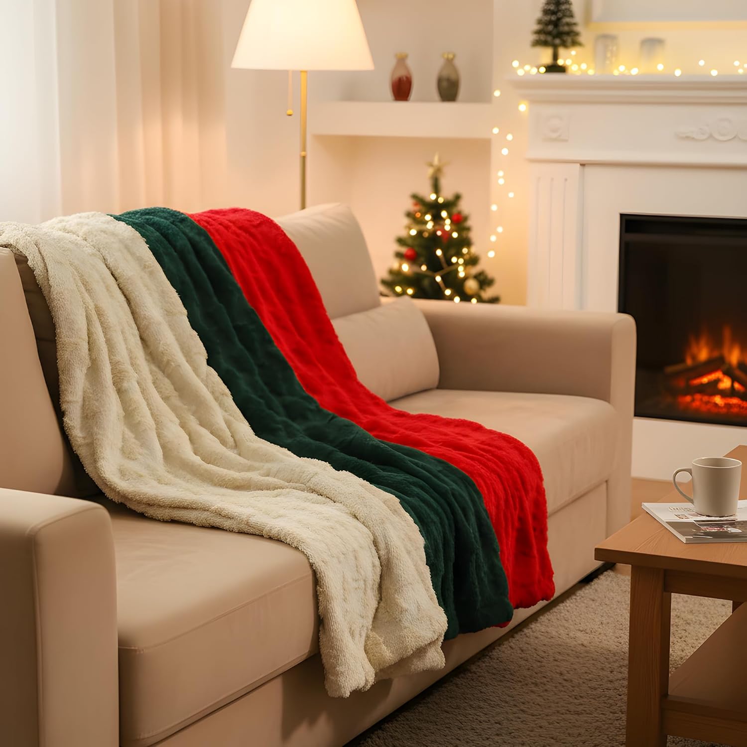 Christmas Throw Blanket 50x60 Inch,Green 3D Xmas Tree Winter Dual Sided Soft Fluffy Plush Faux Fur Jacquard Blanket for Bed Sofa Couch Room Decor Christmas Birthdays Gifts - Image 6