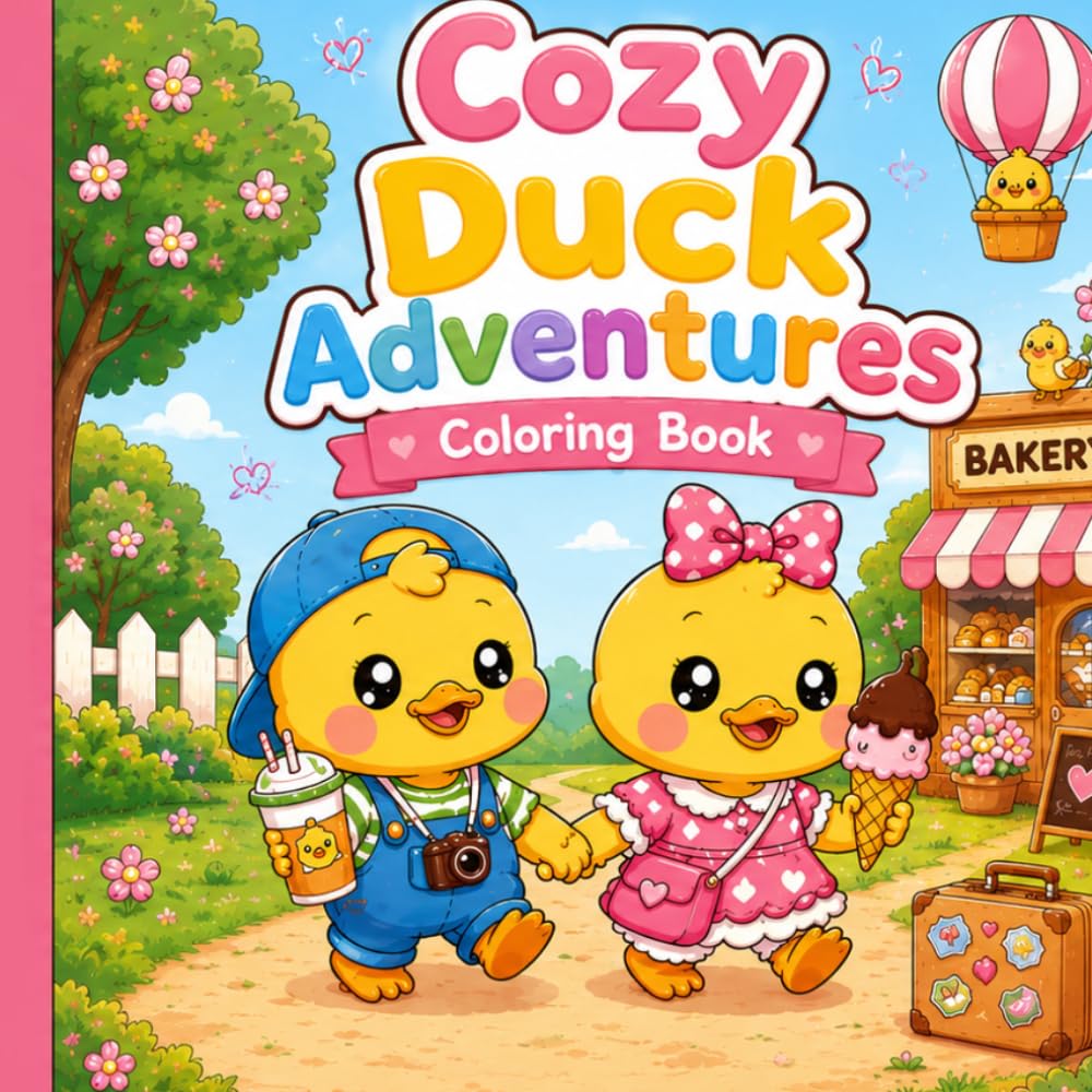 Cozy Duck Adventures Coloring Book: 52 Bold and Easy Coloring Pages for Adults and Kids Featuring Cute Duck Cozy, Relaxing, and Fun Adventures