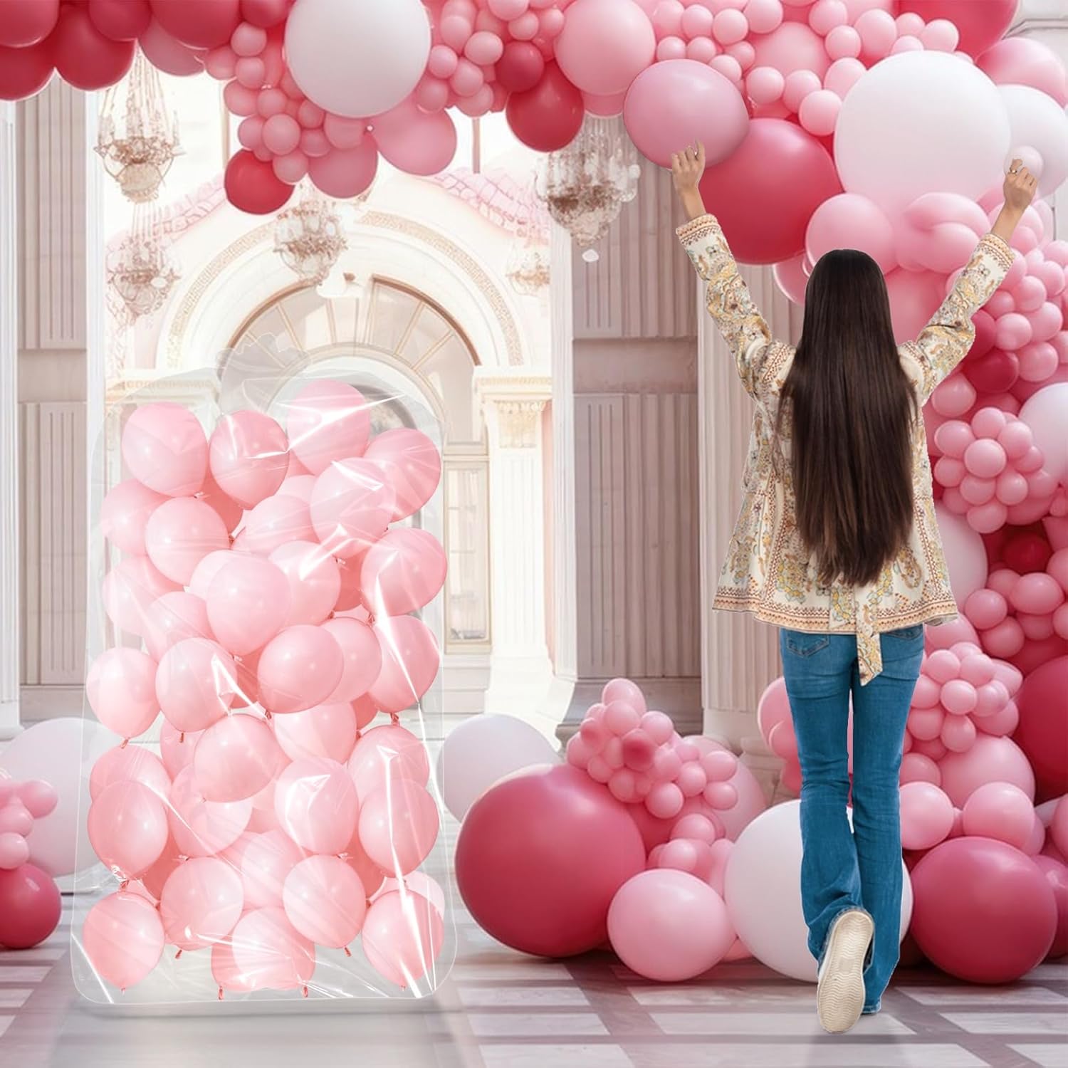 Large Balloon Storage Bags, 98 x 59 Inch Balloon Bags for Transport, Pack of 3, Clear Giant Plastic Bags for Balloon Carrying for Baby Shower Wedding Birthday Valentine's Celebration Decor - Image 4