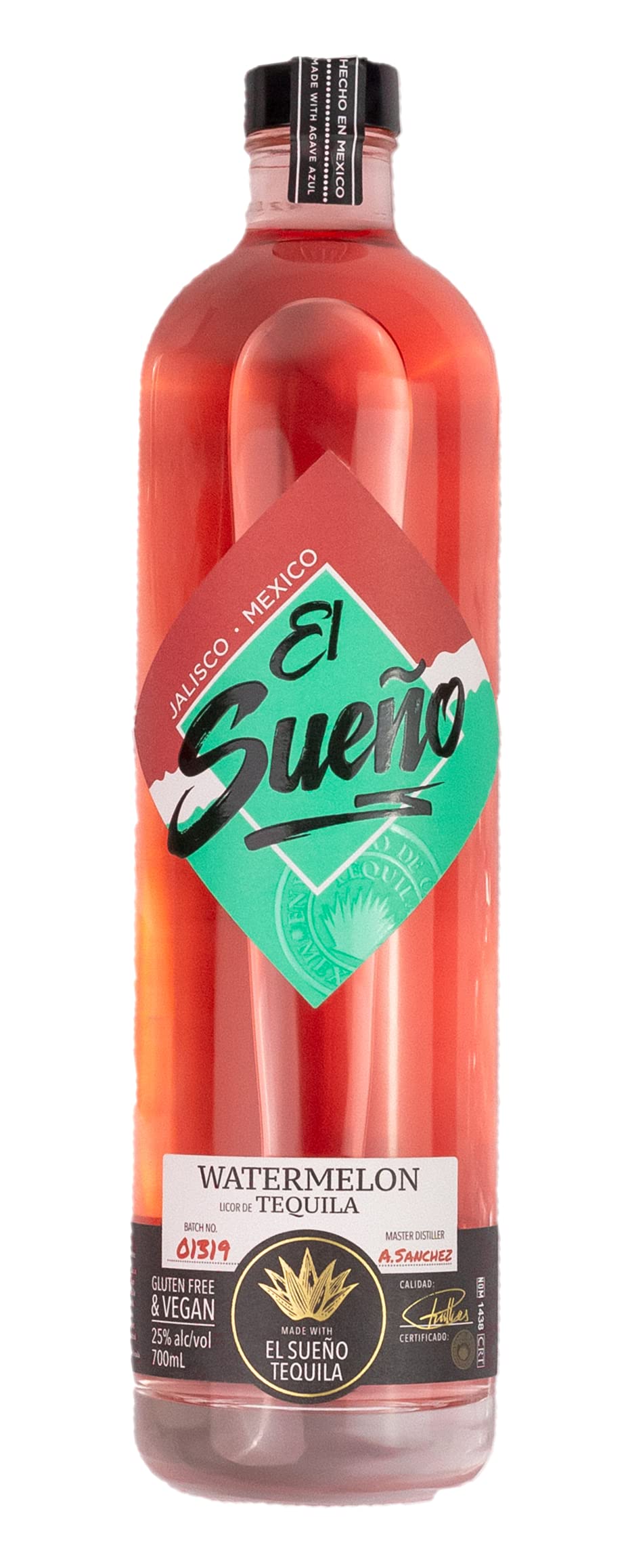 Watermelon Liqueur - liqueur made with El Sueño Tequila Silver and blended with fresh watermelon fruit, presenting a refreshing flavour balanced with vibrant agave notes, 70cl, 25% ABV
