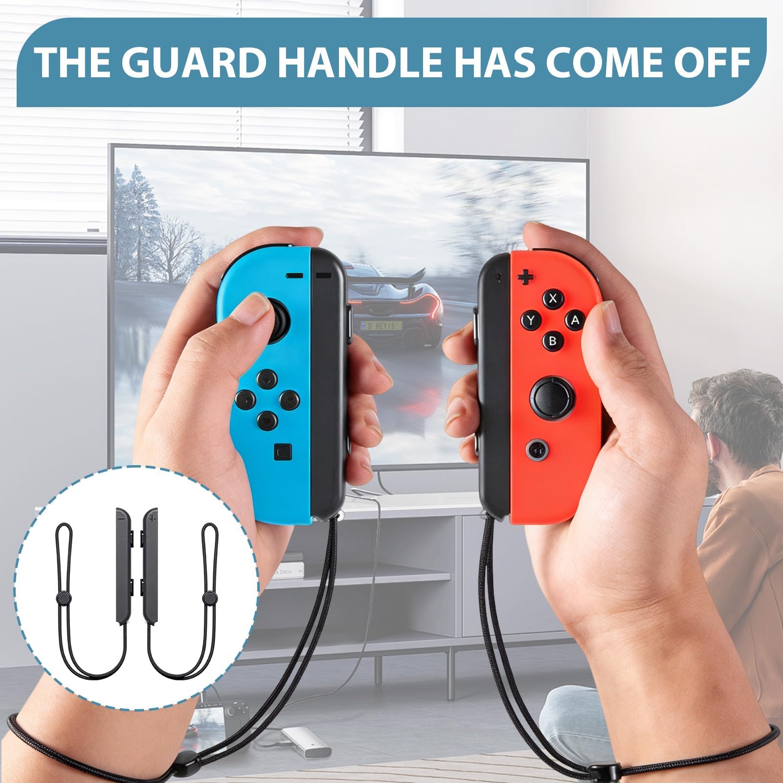 EuSupNova 2 Paquetes de Controlador de Correa, Muñequeras para Mando Correa Ajustable Negra para Controlador, Accesorio de Repuesto Portátil compatible con Juegos Switch(Negro) - 5