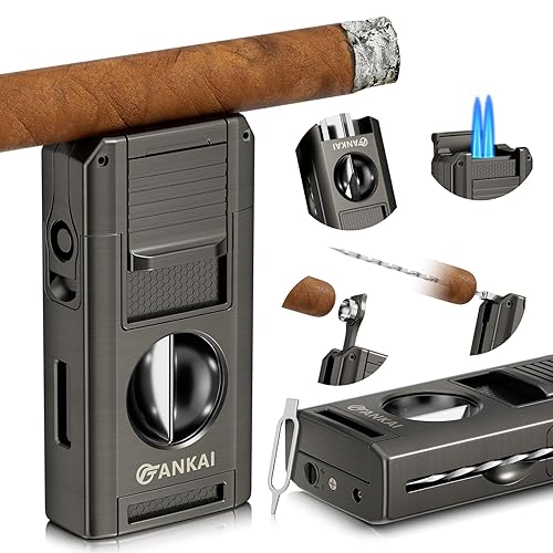 Cigar Lighter, 5 in 1 Cigar Torch with V Cutter,