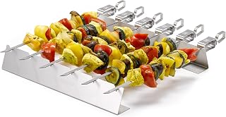 Räucherphorie® Grillspieß-Set – 6× Edelstahl-Grillspieße + Grillgestell + Transporttasche – robuste Schaschlikspieße für Fleisch, Gemüse und vegane Alternativen
