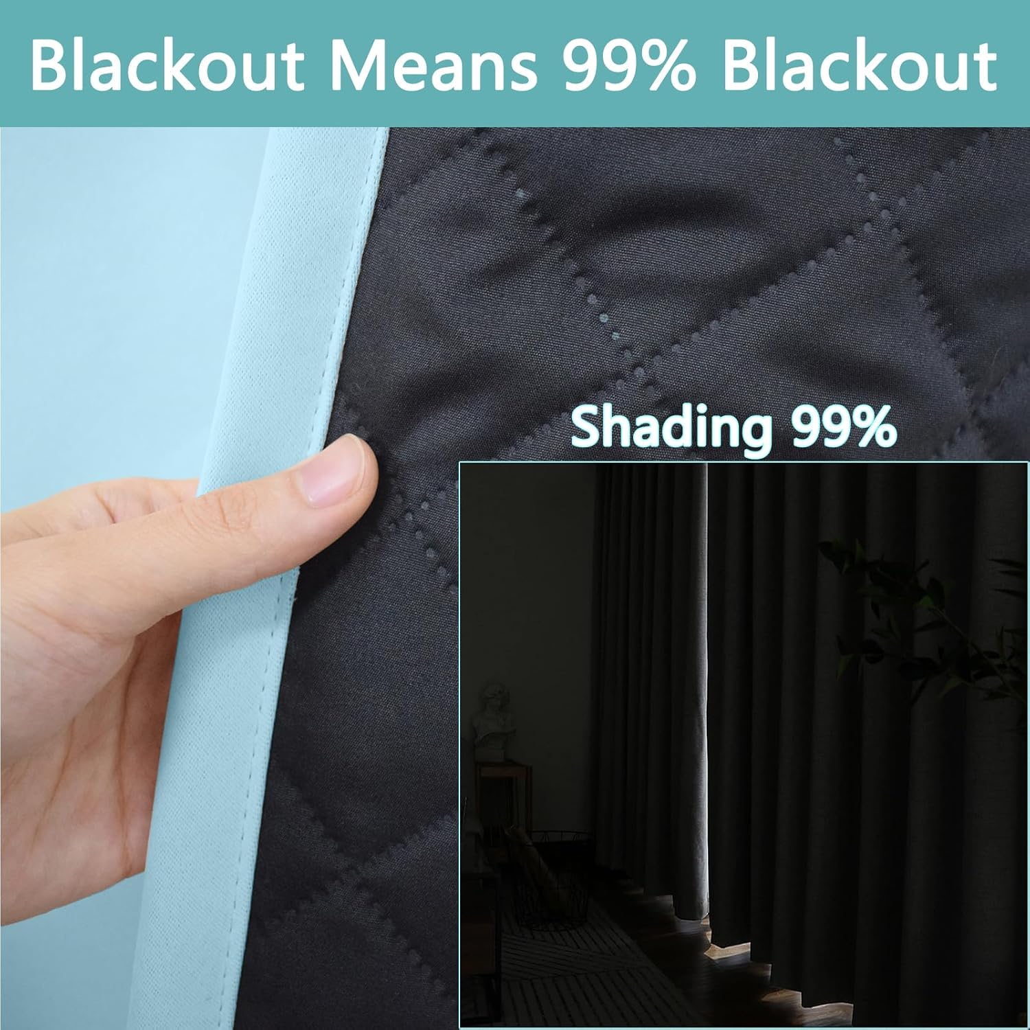 to Resist The Cold Insulation Air-Conditioning Curtains Panel Living Room 100% Blackout Curtain Eyelet Heat Blocking Winter Keep Warm Thermal Window Drapes(1PC,78.74 x 66.92 in)