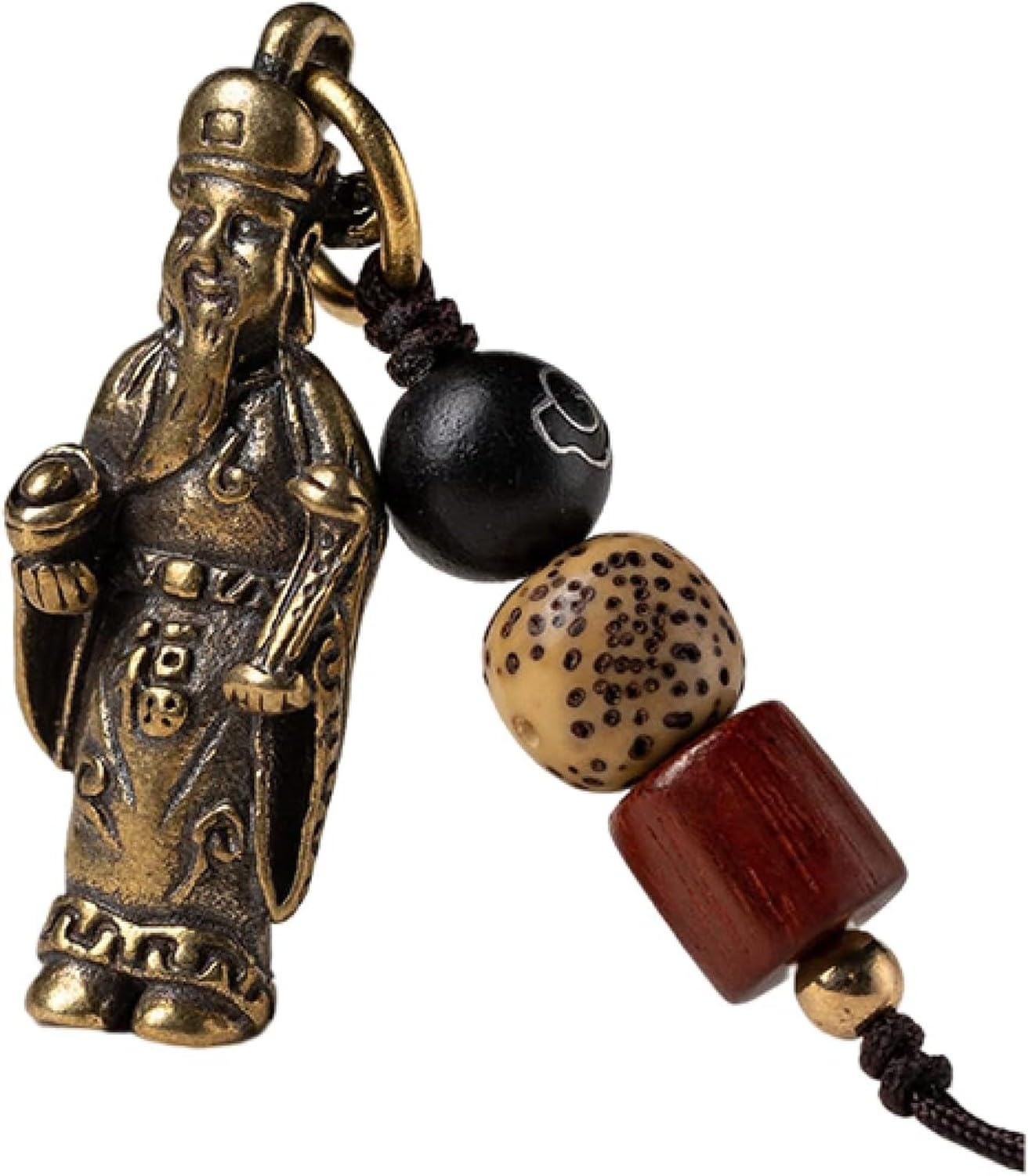 Decorazione in Ottone per Acquario, Piccola Statuetta Fortuna Portafortuna, Portachiavi Auto con Cordino Intrecciato a Mano, Ciondolo Personalizzato per Zaino,