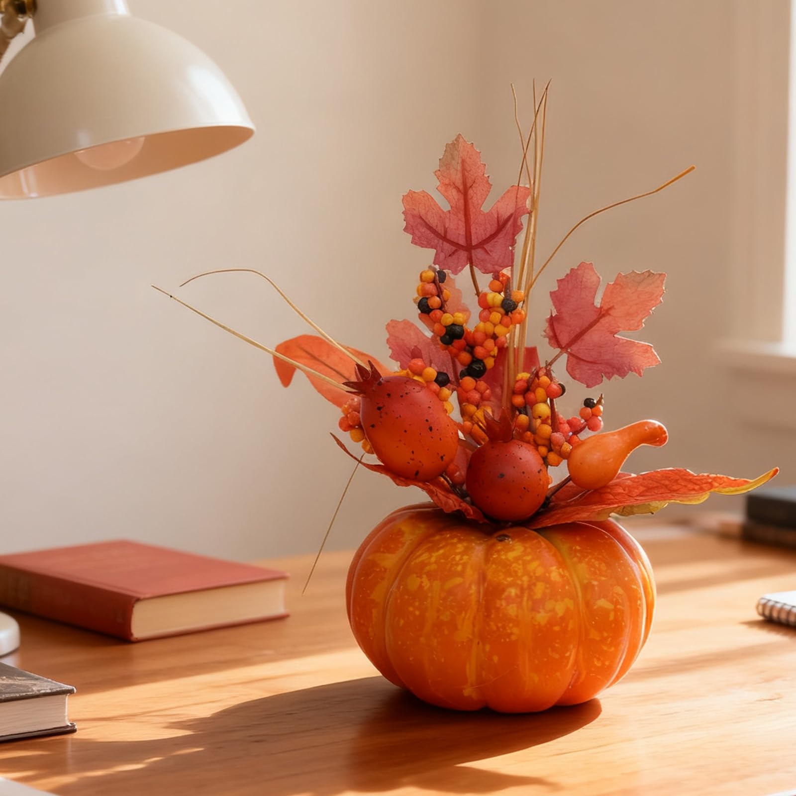 Calabazas decorativas artificiales, resistentes en cálidos tonos otoñales para Halloween, decoración de otoño, grande, de espuma, 20 cm (A)
